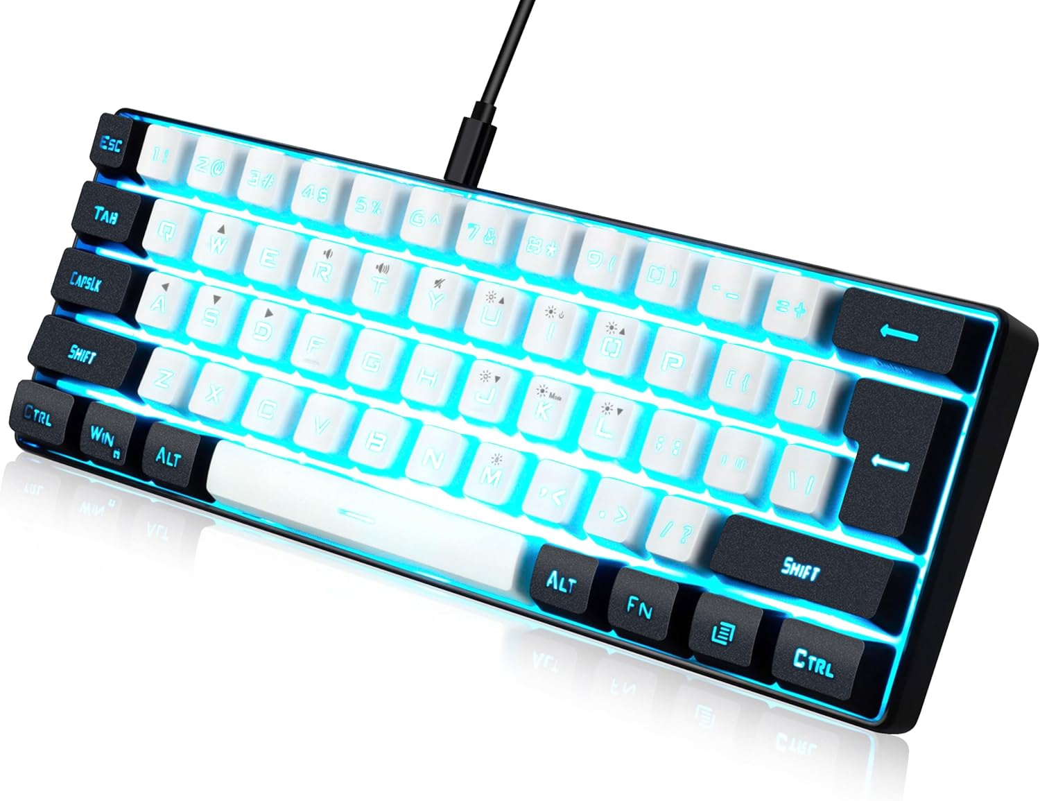 Abucow Gaming Keyboard Minimalist Portable Wired Ultra-Compact Mini Imitation 61 Keys RGB Backlit Keyboard (Black)