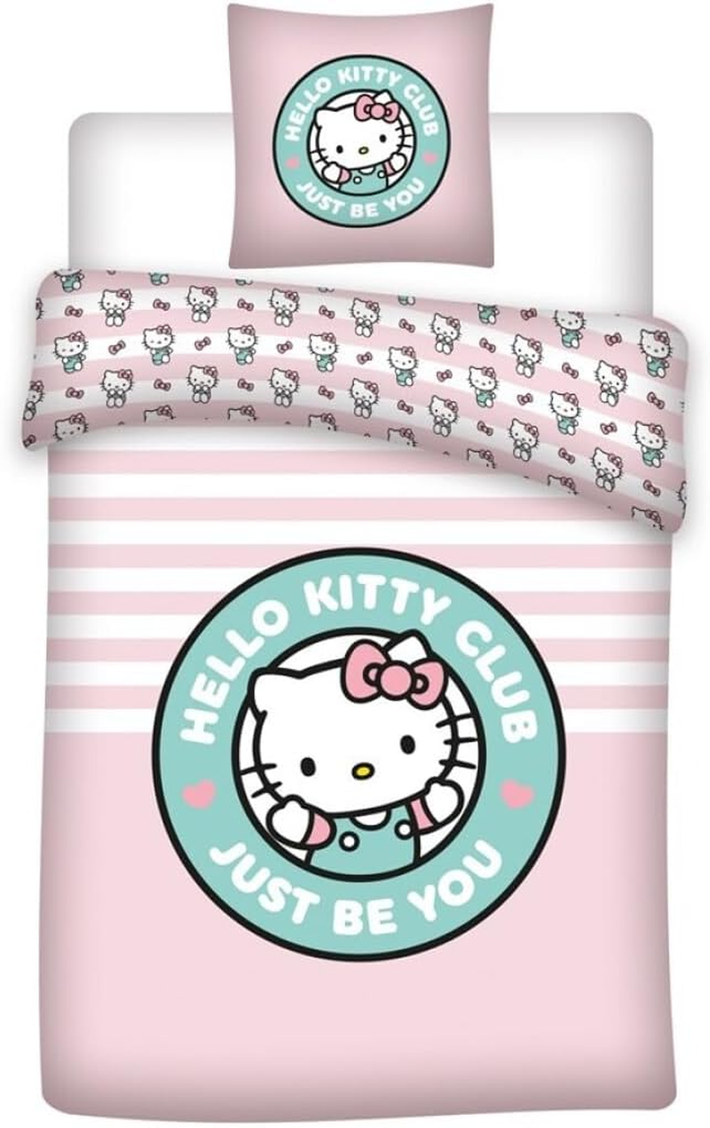 Hello Kitty Pink Just Be You Duvet Cover 140 X 200 Cm + Pillowcase 65 X 65 Cm Polycotton