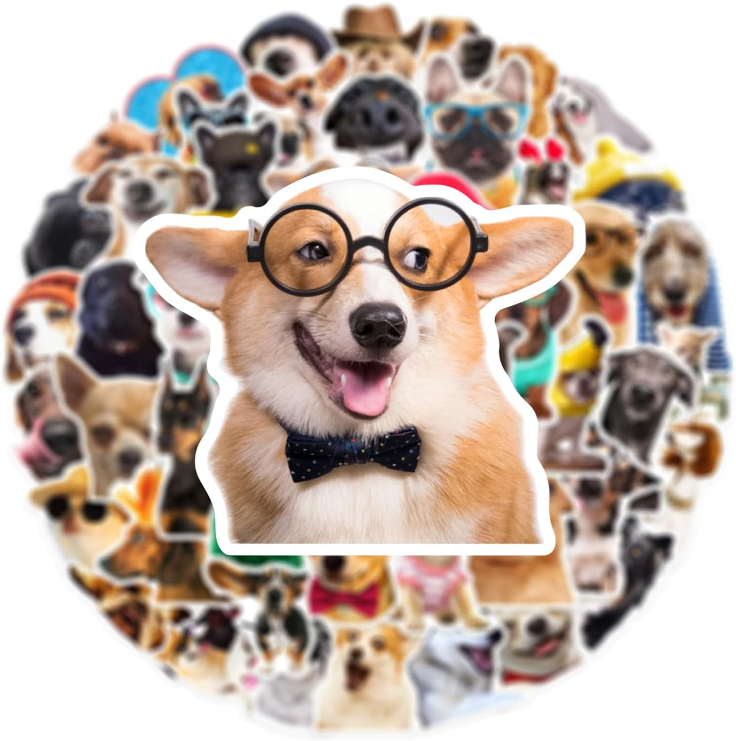 Realistic Puppy Stickers,50 PCS Realistic Dog Graffiti Vinyl Waterproof Decals for Water Bottles Computer Bicycle Skateboard Luggage Phone Pad Laptop Kids Teens Stickers Pack image number 6