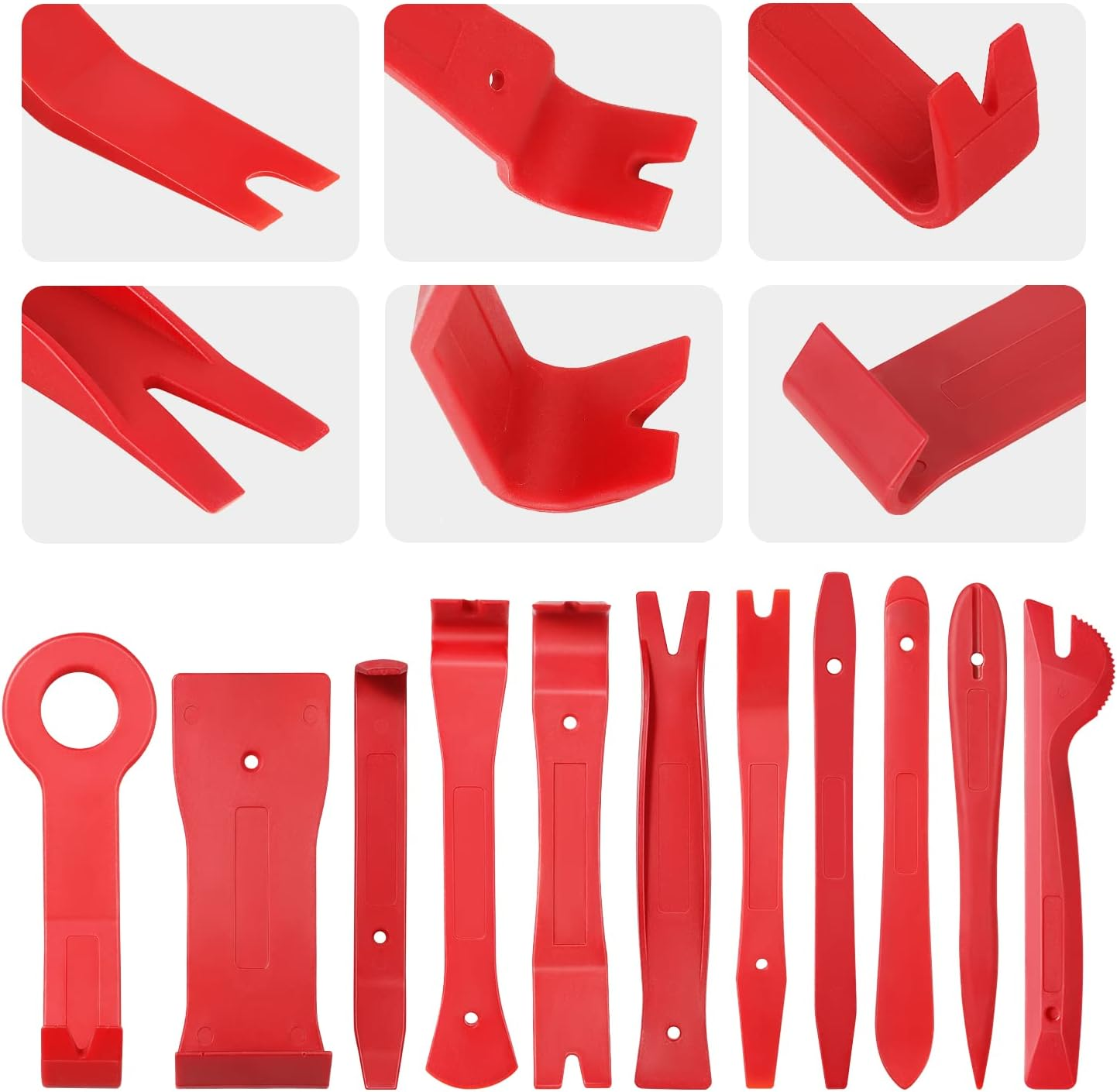 &lrm;DNA MOTORING TOOLS-00246 Car Trim Removal Tool Kit, Clip Plier Upholstery Remover Set for Auto Door Panel Audio Dashboard, with Storage Bag, Red