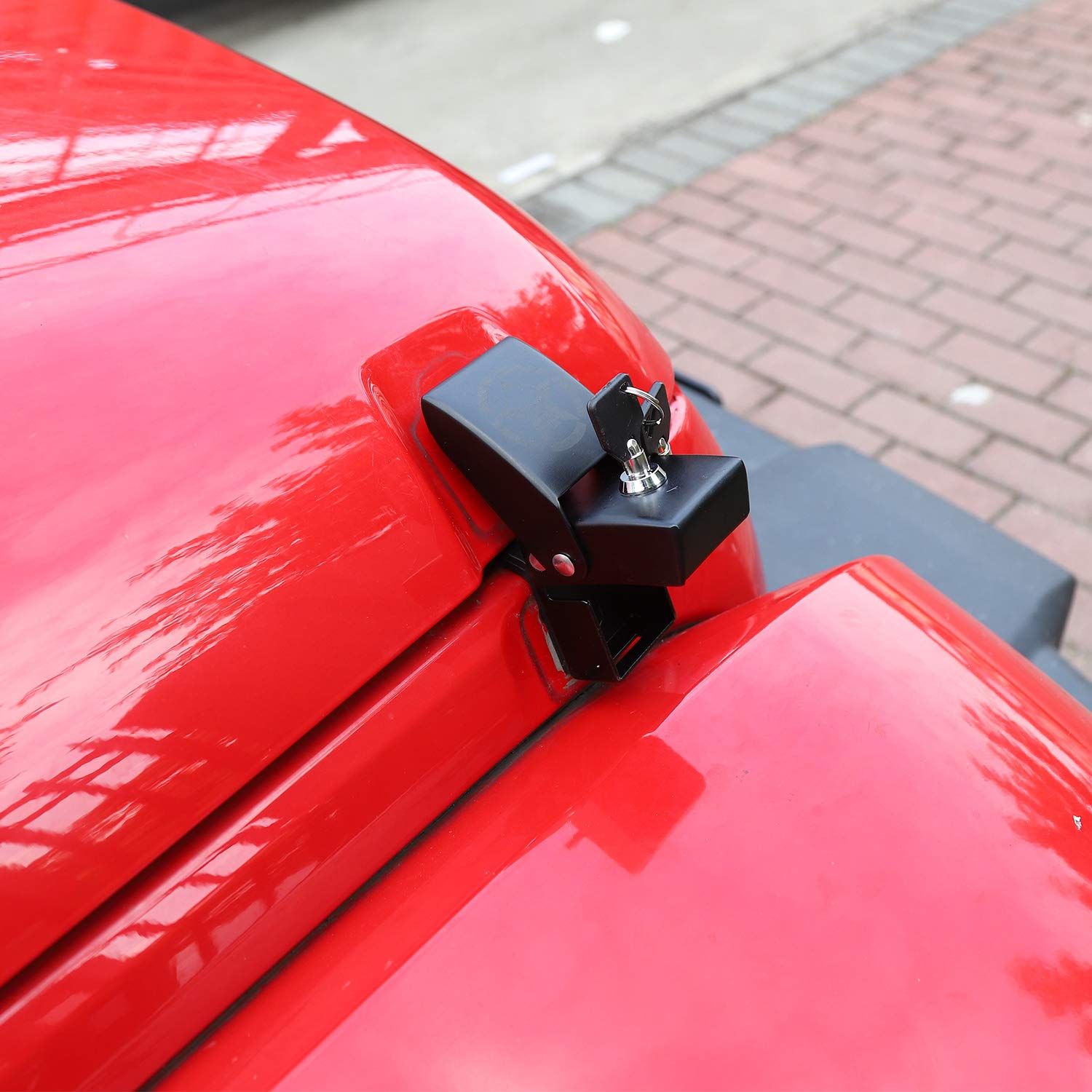 Jecar Hood Latches Locking Hood Catch Kit Aluminum Alloy Hood Locks for 2007-2018 Jeep Wrangler JK JKU, 2018-2020 JL JLU & 2020 Jeep Gladiator JT, Skull Style