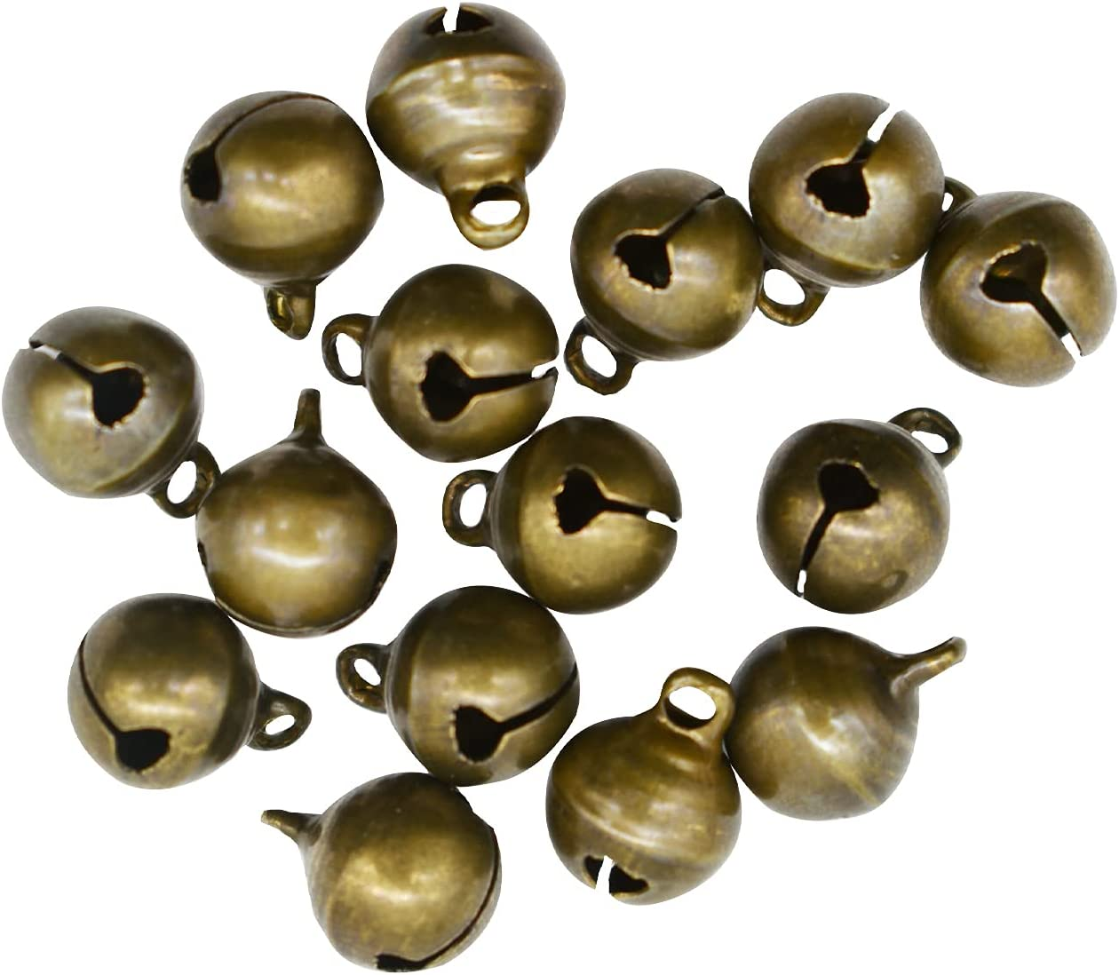 Maydahui 100PCS Small 1/2 Inch Jingle Bell Vintage Bronze Mini 10Mm Alloy Beads DIY for Jewelry Findings Sewing Wedding Doors and Crafts