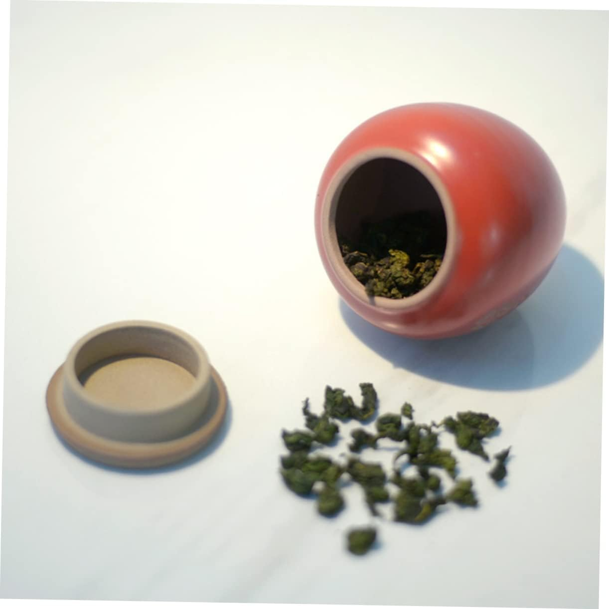 FELTECHELECTR Ceramic Tea Canister Tea Storage Jar Food Storage Container for Home Kitchen Red for and Display image number 5