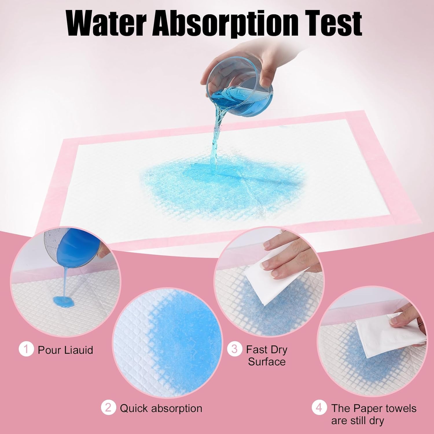 Cptoion 100 Pack Disposable Changing Pads,17 X 13 in Baby Disposable Underpads,Ultra Absorbent Disposable ,Waterproof Diaper Changing Pad,Leakproof Breathable Underpads Bed Table Protector Mat