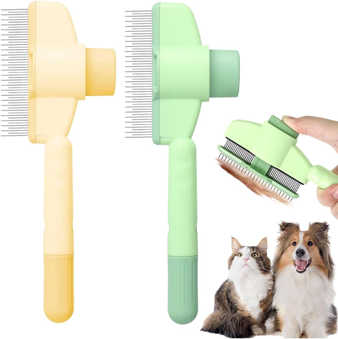 Hlayshing Pack of 2 Self-Cleaning Flea Comb for Pets, Self-Cleaning Care Comb for Dogs and Cats, Flea Comb for Cats Dogs, for Cat Owners, Christmas & Birthday Pet Comb image number 3