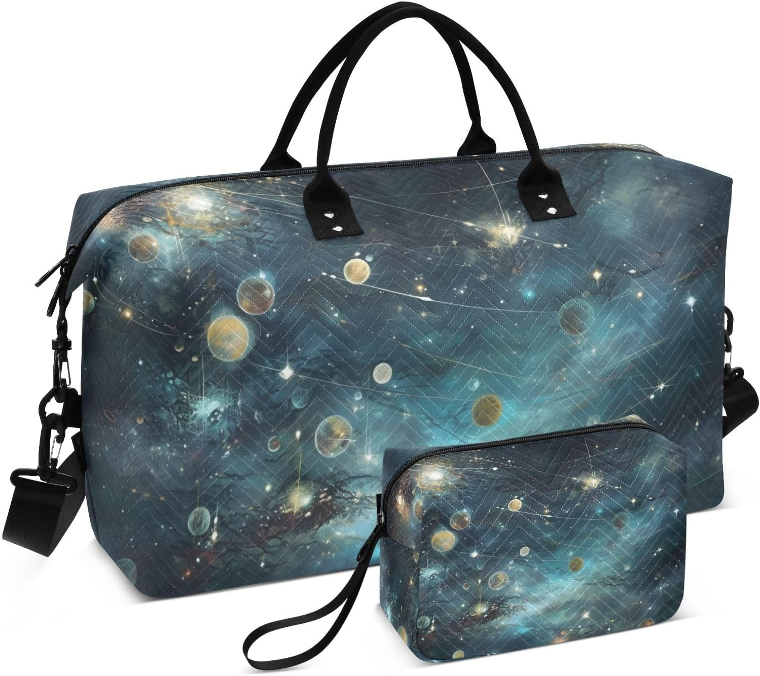 XYMZR Large Travel Duffel Bag, Space Galaxy Planet Sports Tote Gym Bag, Shoulder Weekender Overnight Bag for Women Men, Carry on Luggage with Toiletry Bags, Multi-Colored, Multi-Colored image number 2