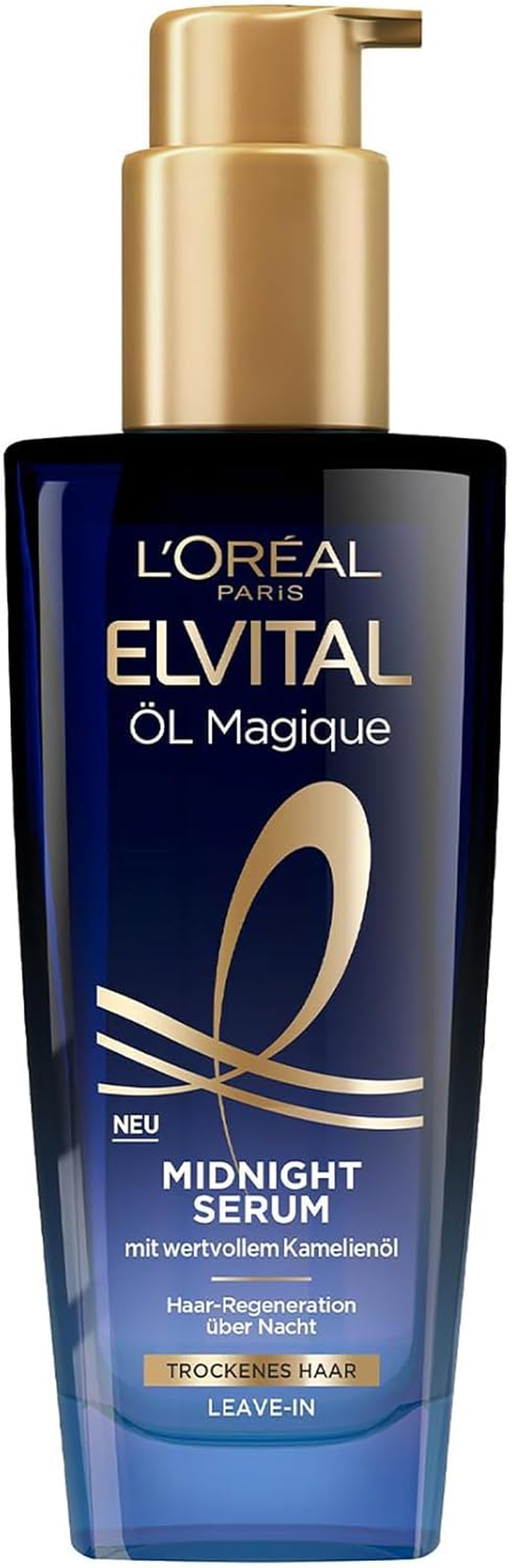 L'Or&eacute;al Paris Nourishing Serum for Soft and Shiny Hair, Long-Lasting against Frizz, Leaves No Residue, with Camellia Flower Oil, Elvital Oil Magique Midnight Serum, 1 X 100 Ml