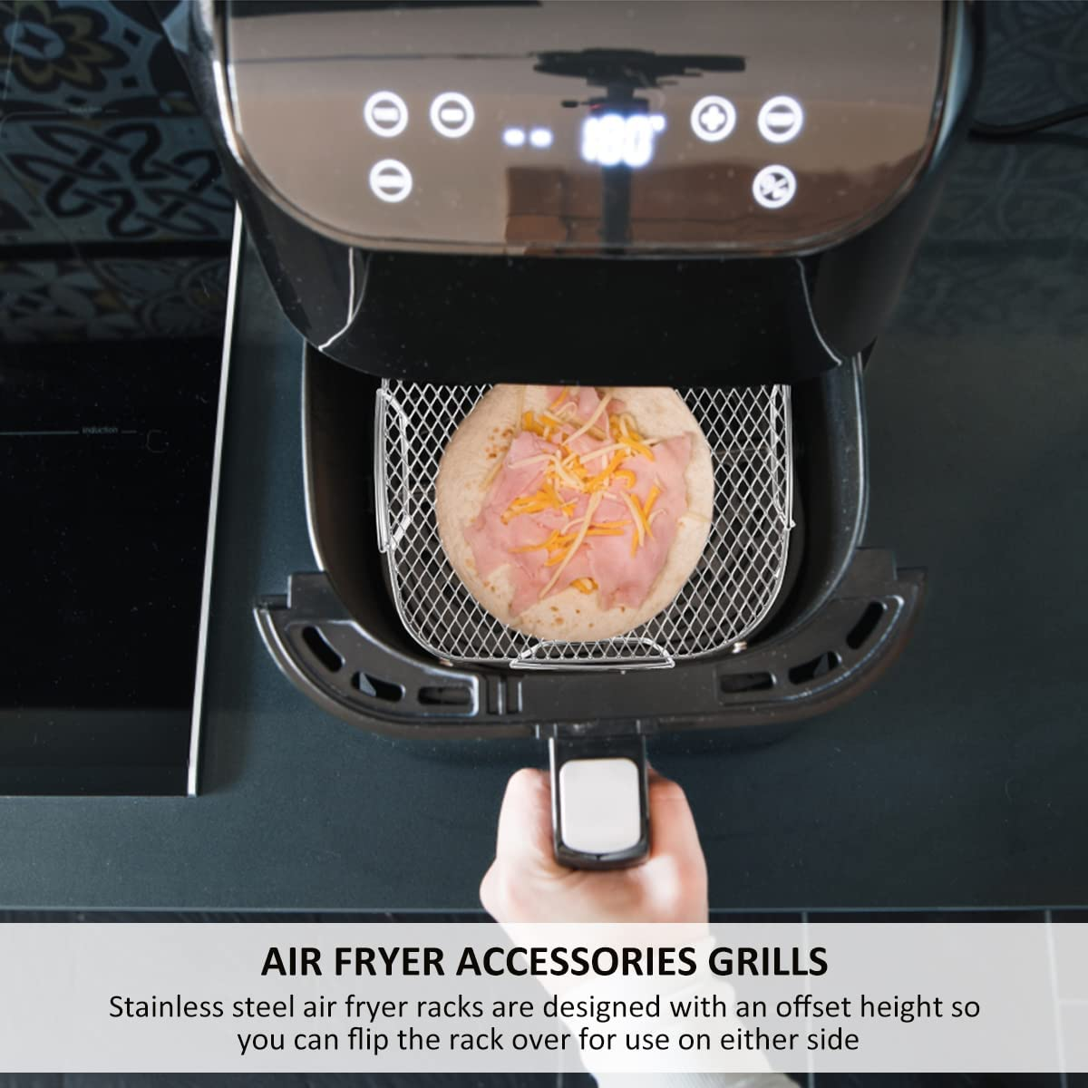 Air Fryer Rack Grilling Rack Stainless Steel Dehydrator Rack Multi-Purpose Cooking Rack Toast Rack Air Fryer Accessories Sturdy Square Rack Dishwasher Safe for Air Fryer Baking image number 6