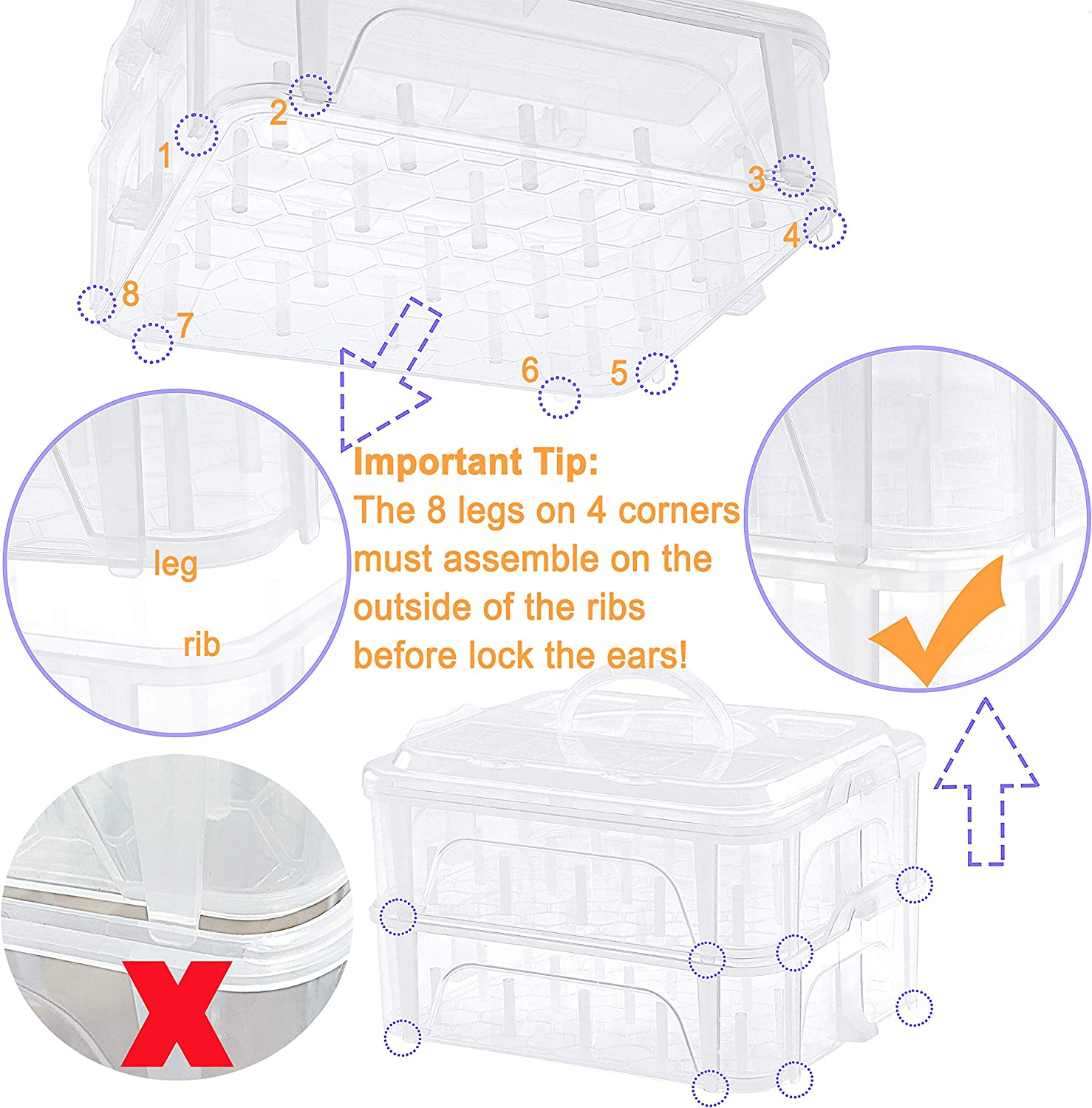 New Brothread 4 Layers Stackable Clear Storage Box/Organizer for Holding 80 Spools Home Embroidery & Sewing Thread and Other Embroidery Sewing Crafts (Spool Size Requirement: H&le;2.2"; W&le;1.69") image number 6