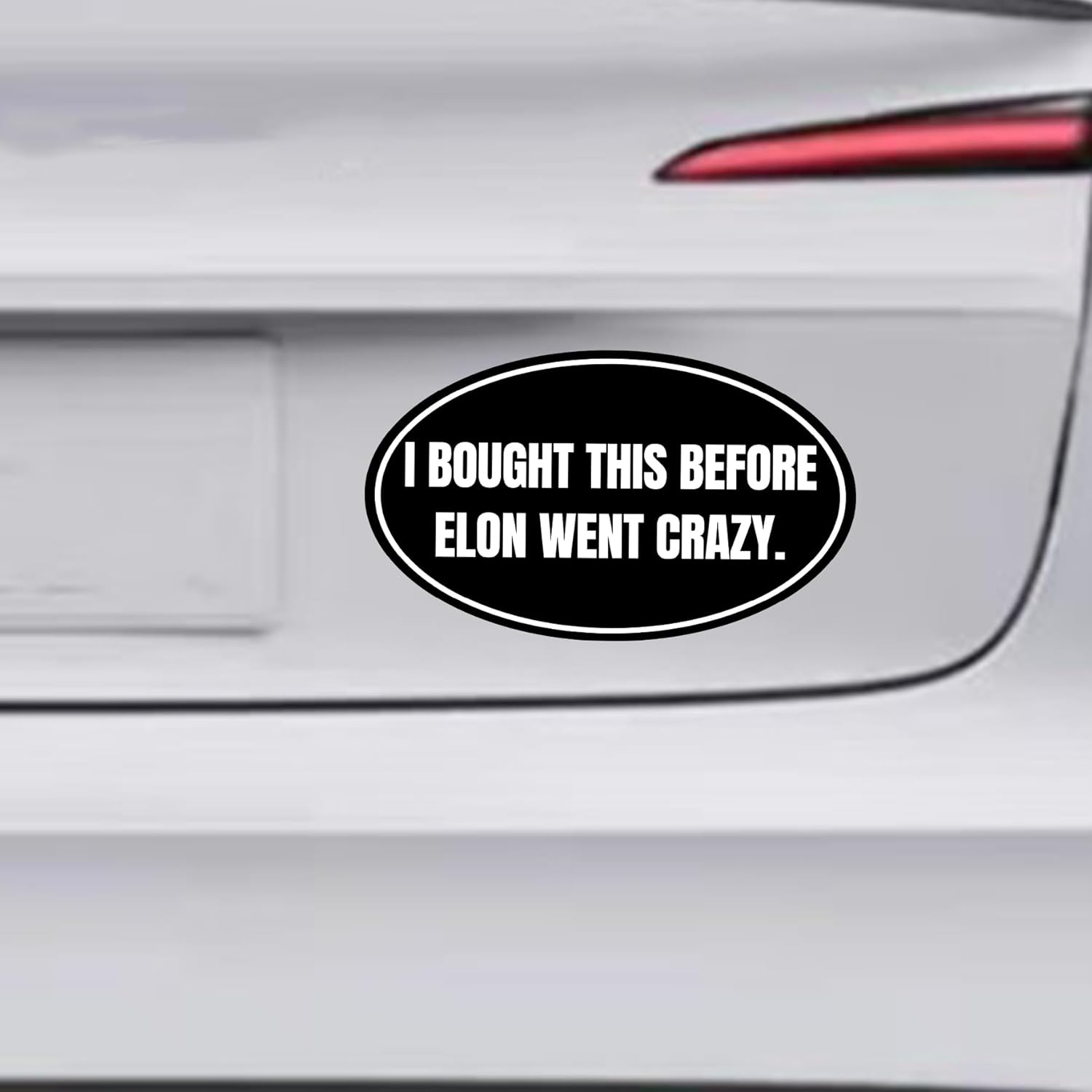 2Pack anti Elon Car Decal Tesla Bumper Sticker I Bought This before We Knew Elon Was Crazy! Elon Sucks Tesla Model X Y 3 S Vinyl (Round Elon Went Carzy)