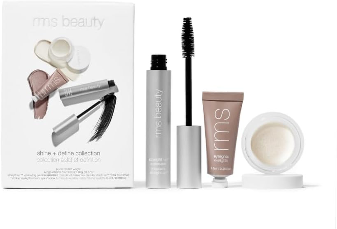 RMS Beauty Shine plus Define Collection for Women 3 Pc 0.28Oz Eyelights Cream Eyeshadow, 0.17Oz Living Luminizer, 0.34Oz Straight up Volumizing Peptide Mascara image number 3