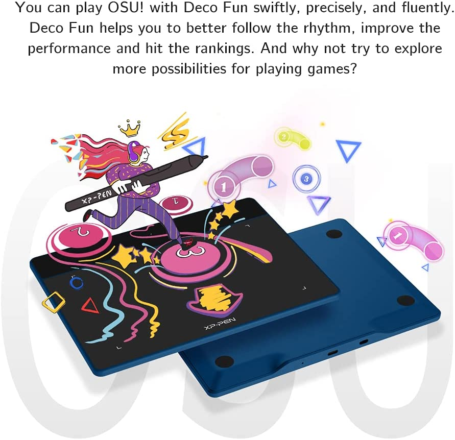 XP-PEN Deco Fun S Graphic Drawing Tablet 6X4 Inches Digital Sketch Pad OSU Tablet for Digital Drawing, OSU, Online Teaching-For Mac Windows Chrome Linux Android OS (Black) image number 1