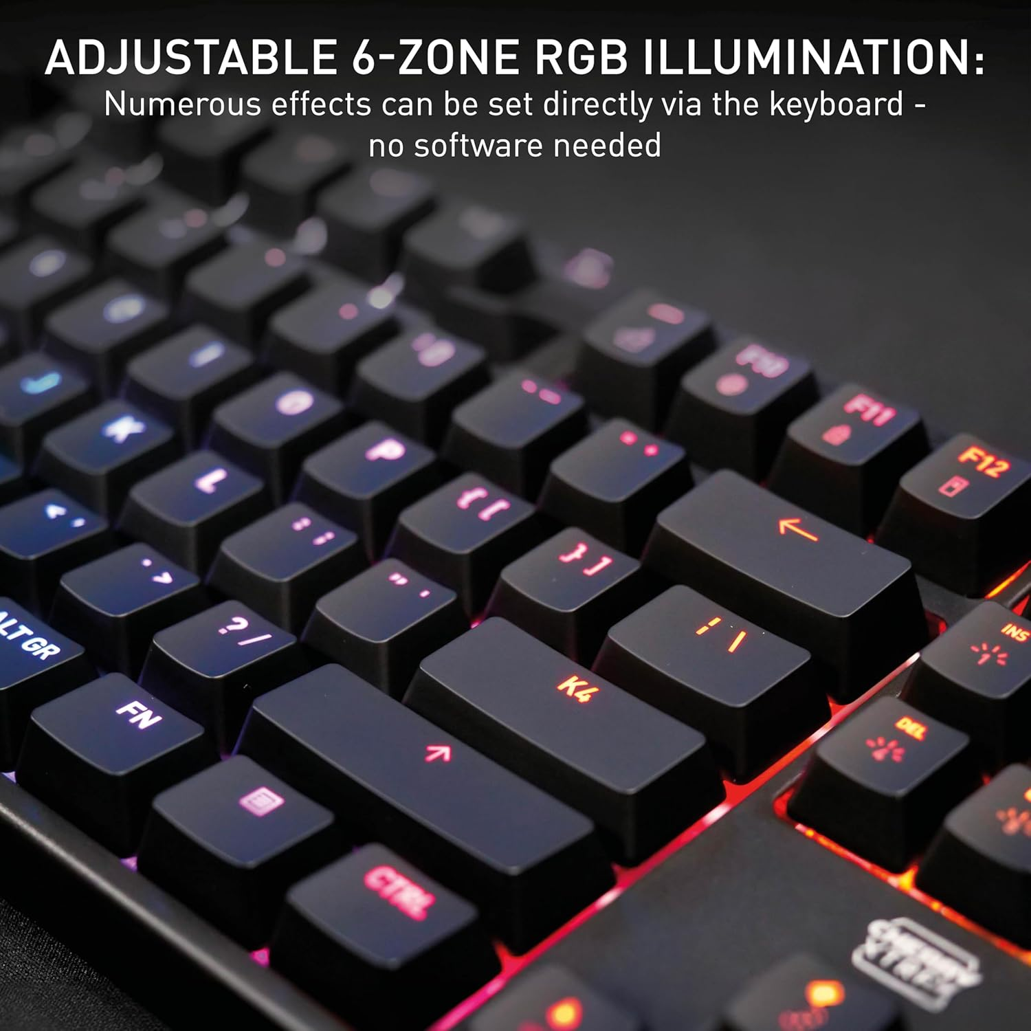 CHERRY XTRFY K4V2 TKL Wired Gaming Keyboard without Number Keypad, UK Layout (QWERTY), Customizable RGB Lighting, Mechanical MX2A RED Switches, Black image number 2