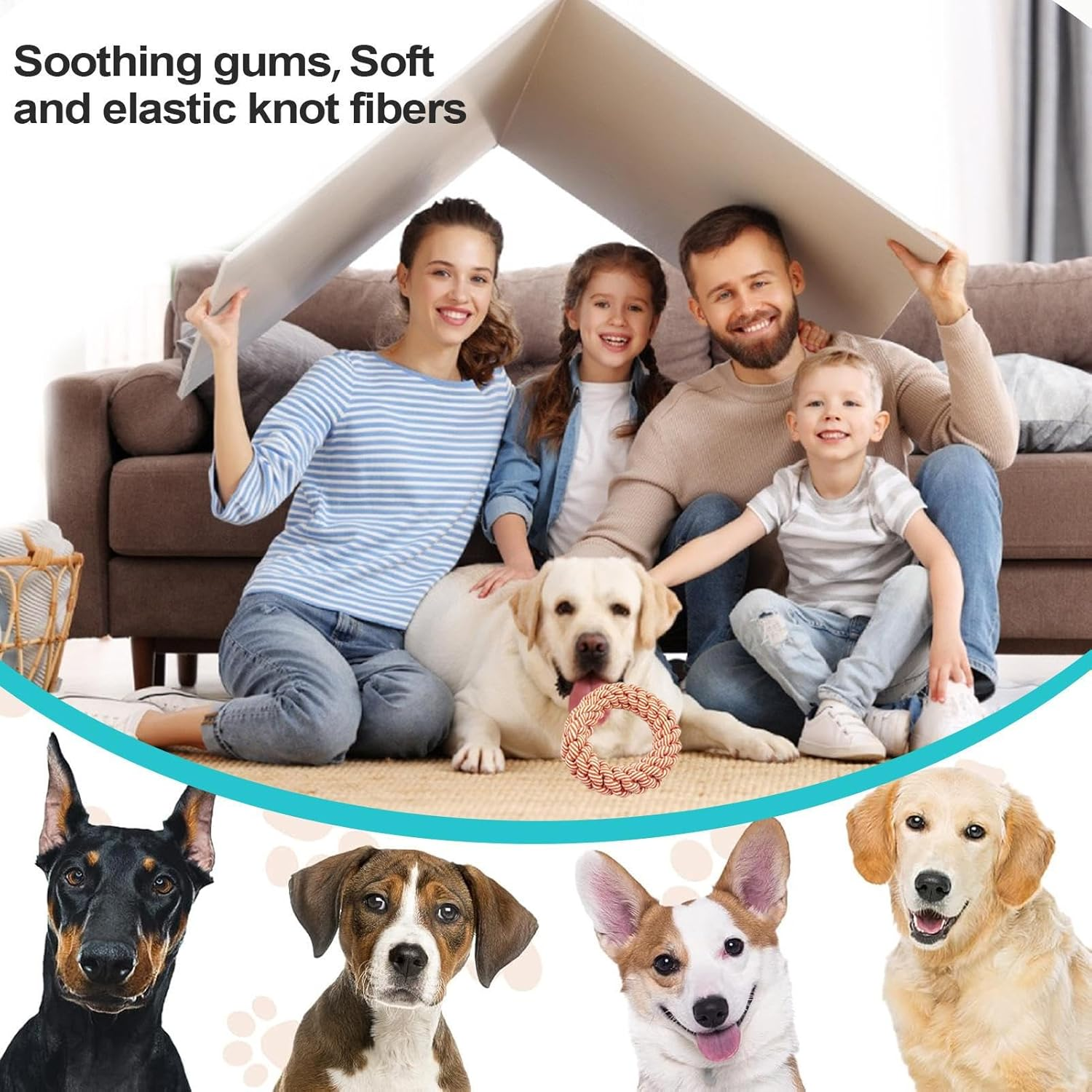 Dog Toys Rope | Puppy Teething Toy | Elastic Lightweight Rope for Medium and Large Aggressive Pets Training image number 1