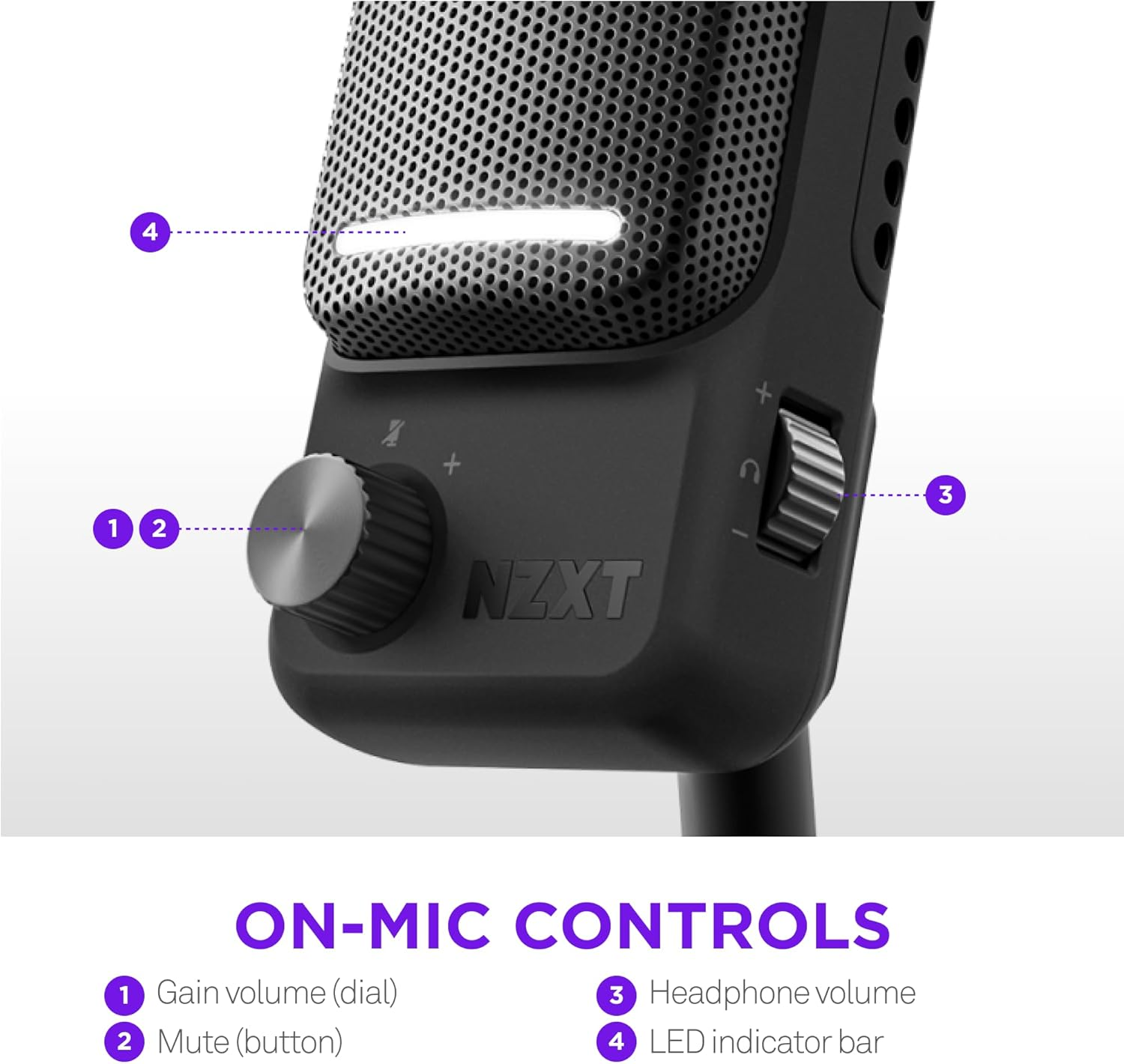 NZXT Capsule Elite - Premium USB Condenser Microphone for Gaming, Streaming, Podcasting, and Recording - Studio-Quality Sound - Multi-Position Design - DTS Software - RGB Lighting - Black image number 3