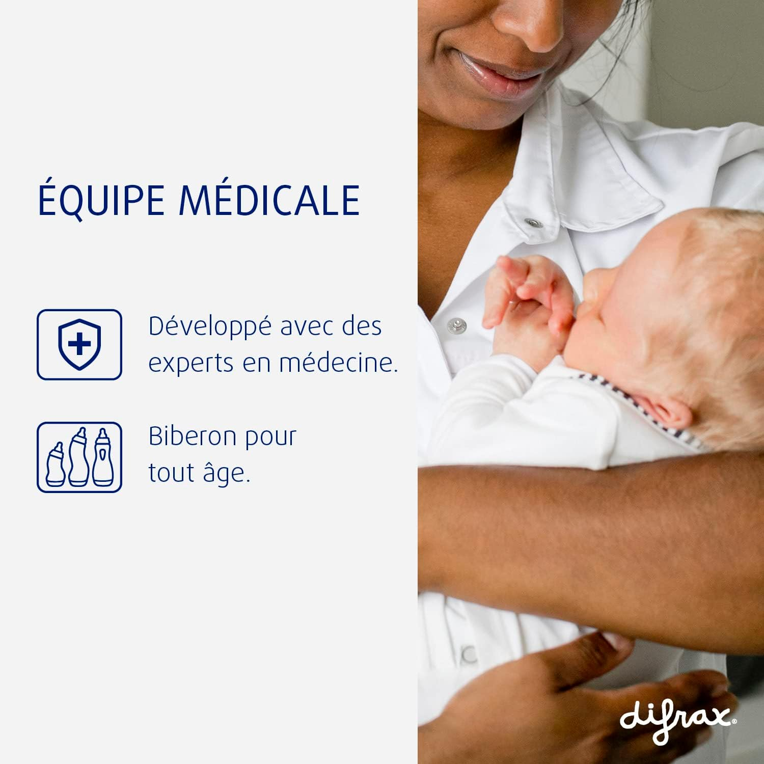 Difrax Feeding Bottle Set - Natural Pure Newborn 250 Ml - Anti-Colic System - Easy Acceptance - 1 X Light Blue S Feeding Bottle and 1 X White S Bottle - Unisex image number 3