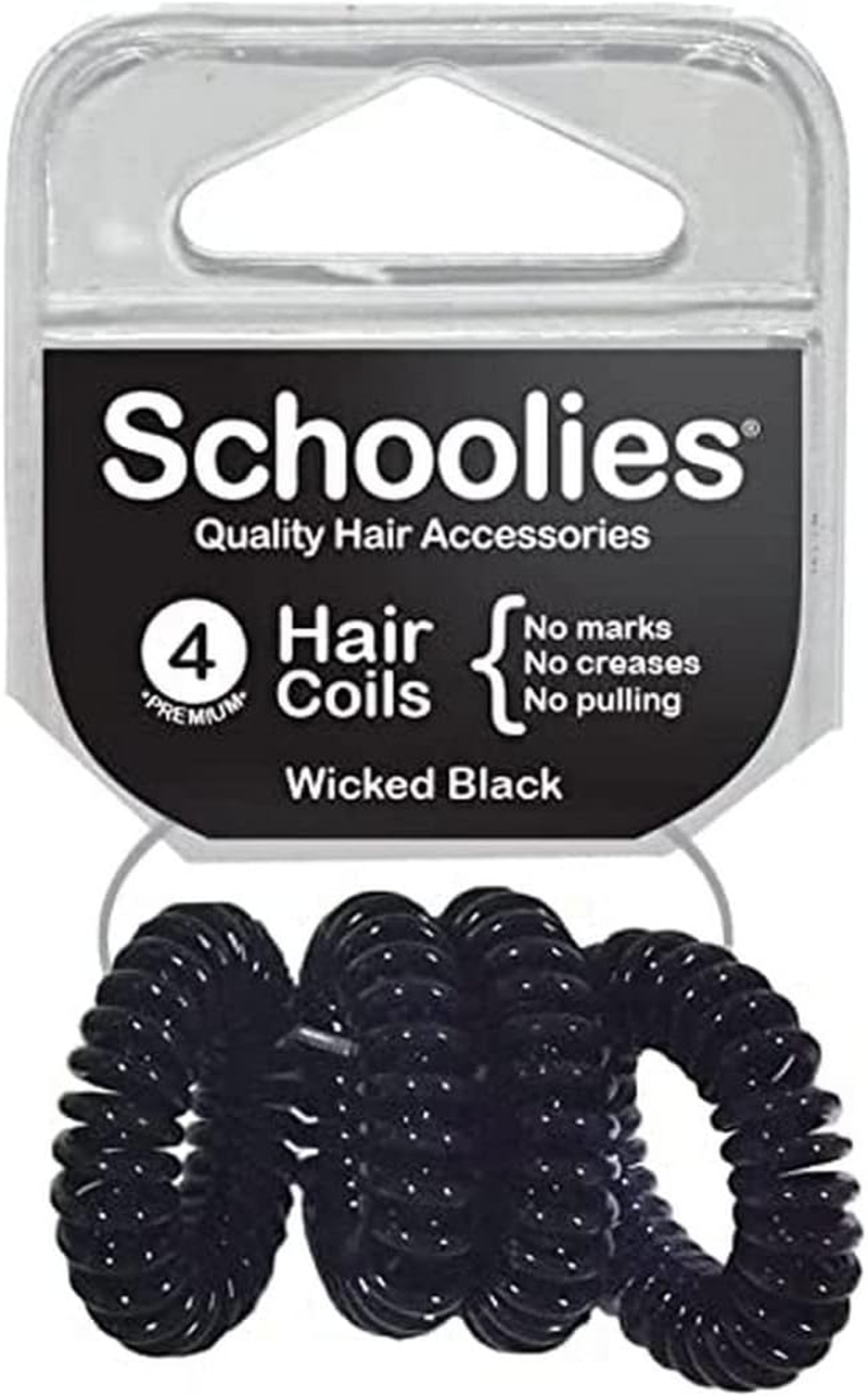 Schoolies Hair Accessories Hair Coils 4 Pieces, Wicked Black