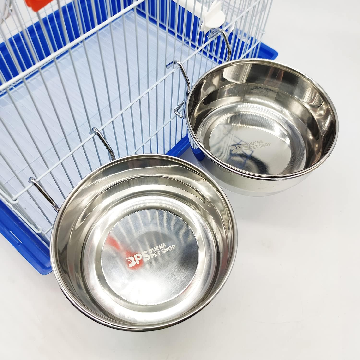 2 X Stainless Steel Food Bowl with Hook Food Container 4 Sizes Pendant for Bird Parrot Small Dog (For Cat) BPS-11131 * 2 - Cat image number 5