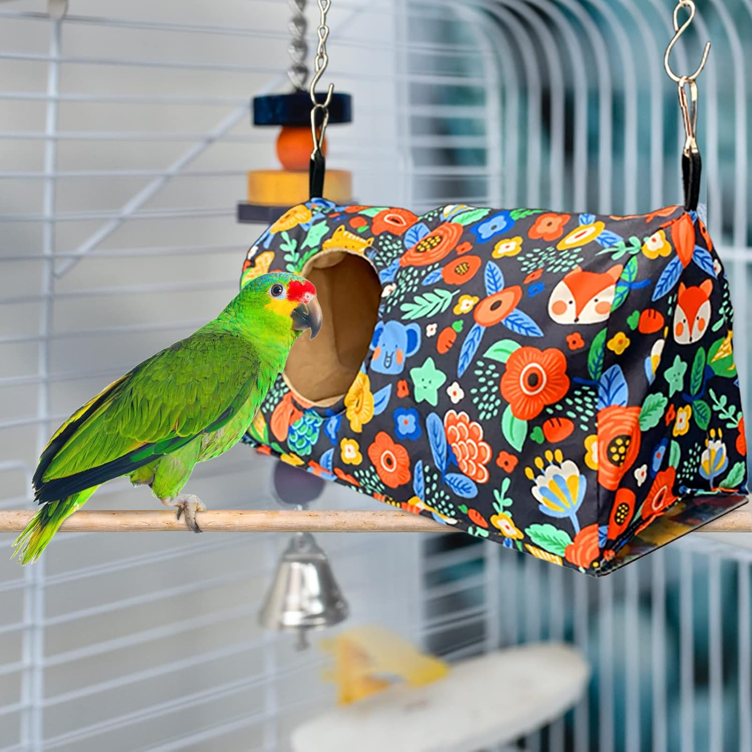 Shurung Bird Warm Bed Sleeping Nest House Snuggle Hanging Hut Hammock Hideaway Cave for Cockatiels Parakeets Budgies Lovebirds L