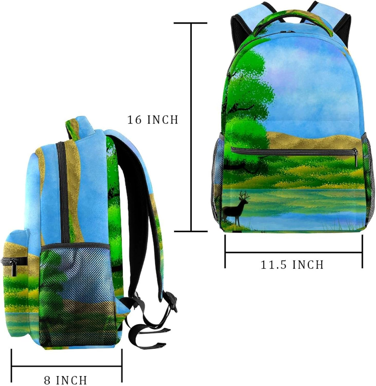 Landscape by the River Backpack Students Shoulder Bags Travel Bag College School Tote Backpacks