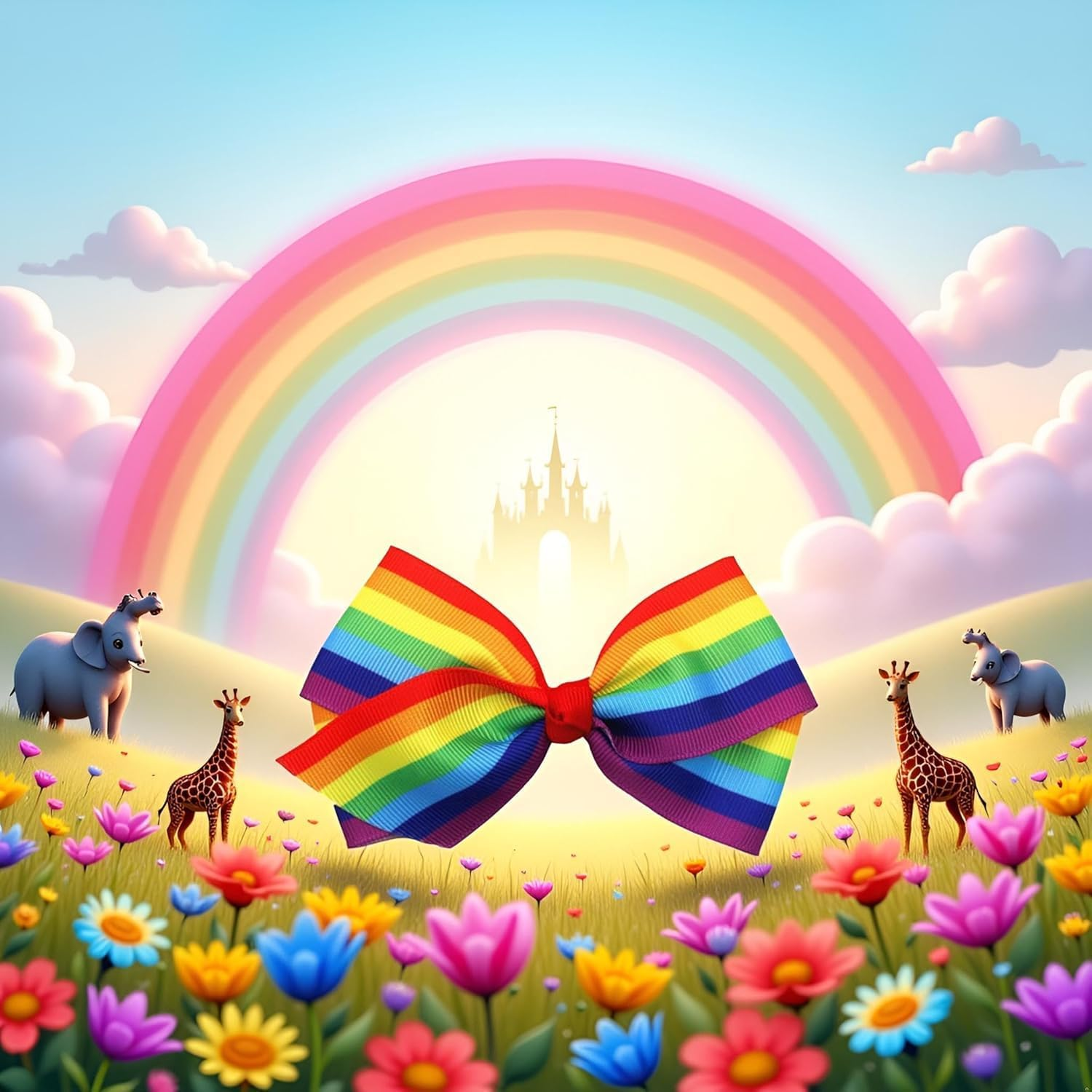 2 Pcs Rainbow Hair Clips Hair Bow for Women Girls Rainbows Hairs Accessories Pride Day Hair Accessories,Ribbon Hair Clip,Clips and Barrettes (4Inch Rainbow)