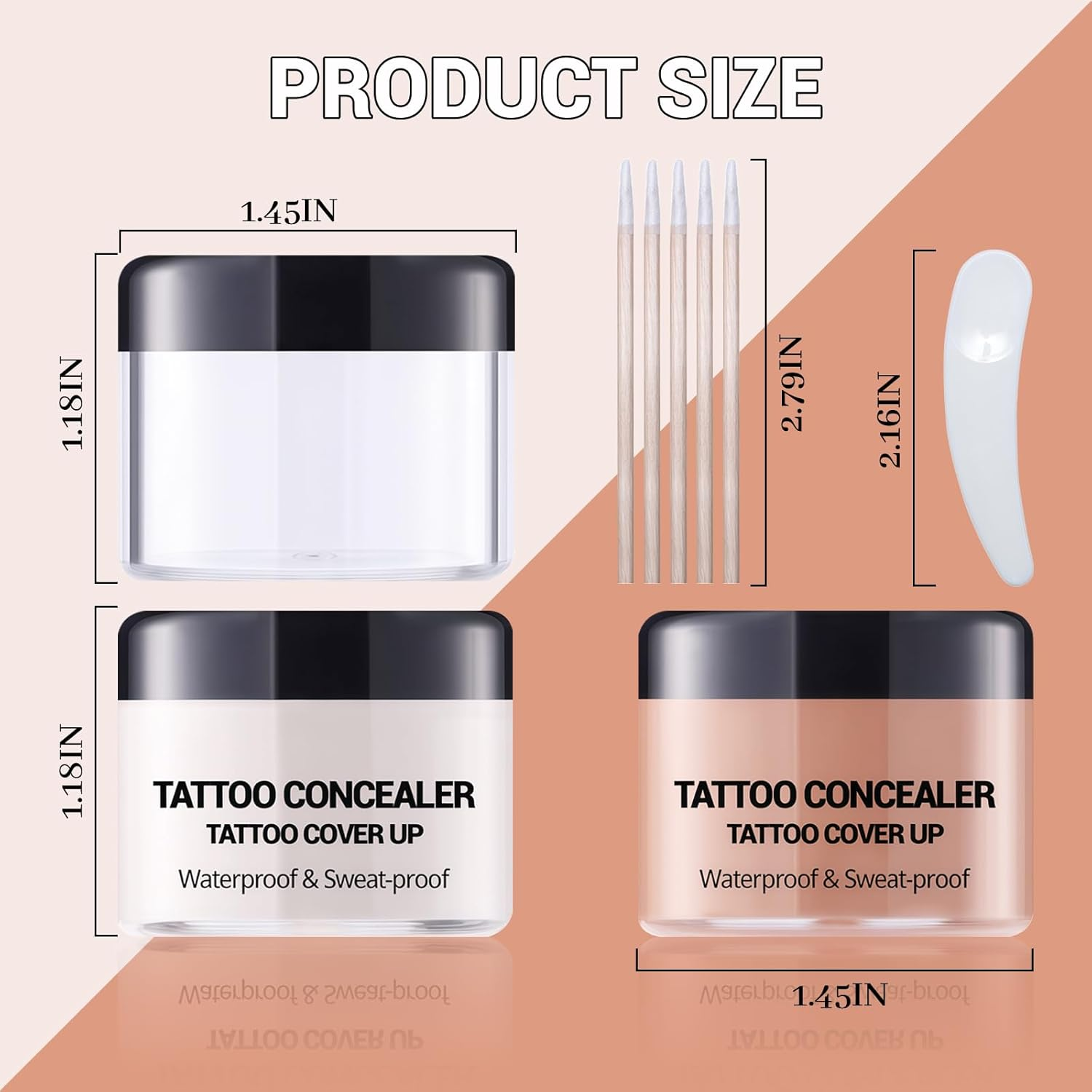 DAGEDA 2 Colors Tattoo Cover up Makeup Waterproof,Blendable Colors Body Concealer,Natural Invisible Skin Concealer Body Makeup,Suitable for Tattoos/Scars/Dark Spots Cover Up image number 4