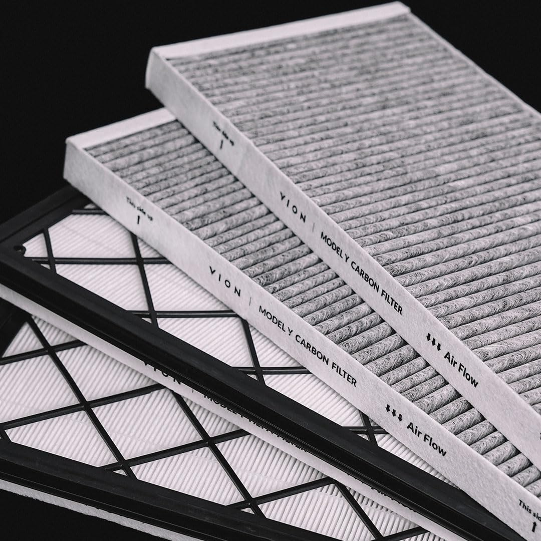 VION Model Y Front Trunk HEPA Carbon Air Filters Kit - (2X HEPA Filters and 2X Carbon Filters per Package) - 4 Packs per Package with Installation Tools image number 2