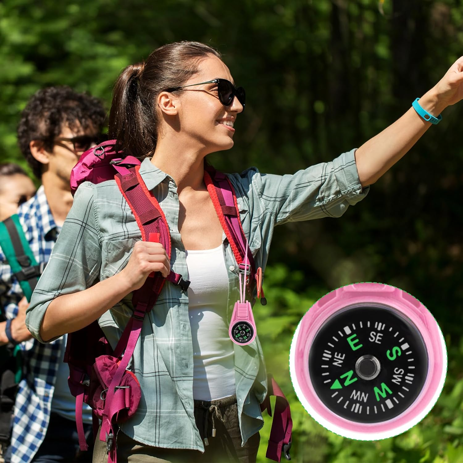 27 Pieces Mini Compass for Children, Portable Multicolor Compass Key Holder Scout for Children for Hiking and Camping Navigation image number 1