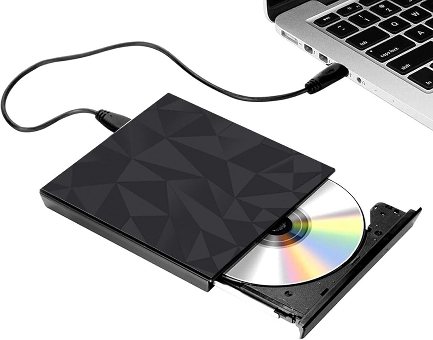Areyourshop Slim External Cd DVD Drive Usb3.0 Type-C Big Drill Face Writer Burner for Mac Laptop Pc