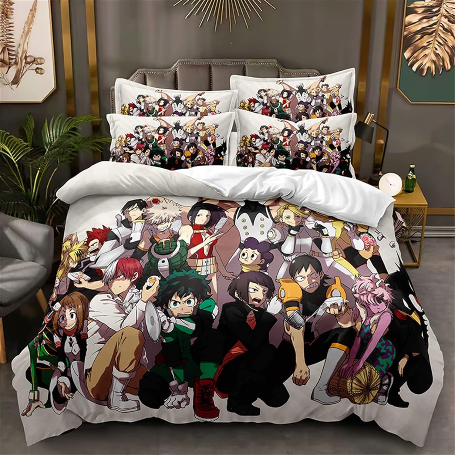 3 Pieces Cartoon Bedding Set All Season Duvet Cover Sets Queen Size Comfy Soft Comforter Cover with Zipper Closure