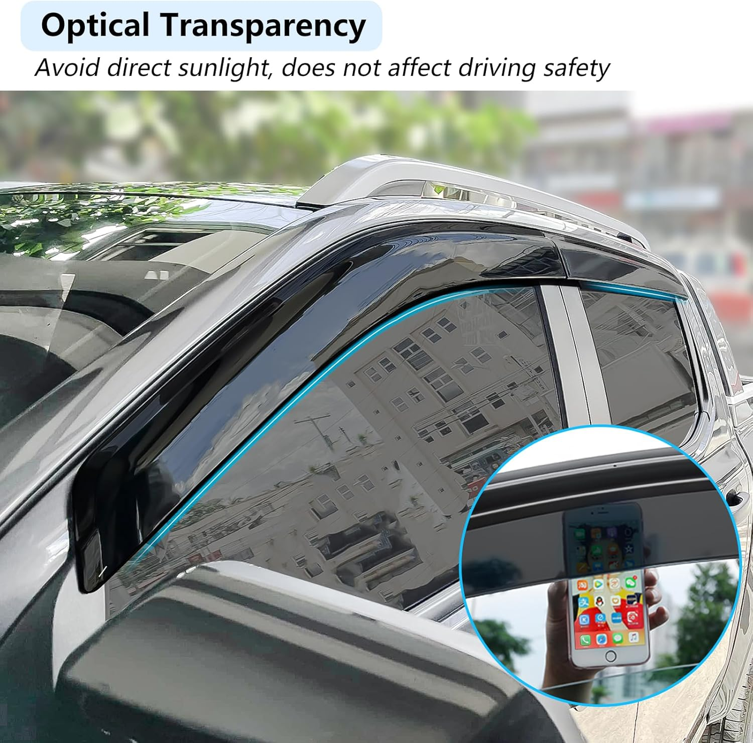 SUERAUTO4X4 for Ford Ranger Wildtrak Raptor Accessories Next Gen 2024 2023 2022 Dual Cab Weather Shield Weathershields Window Visor Wind Deflectors Injection Black, 4PCS image number 6