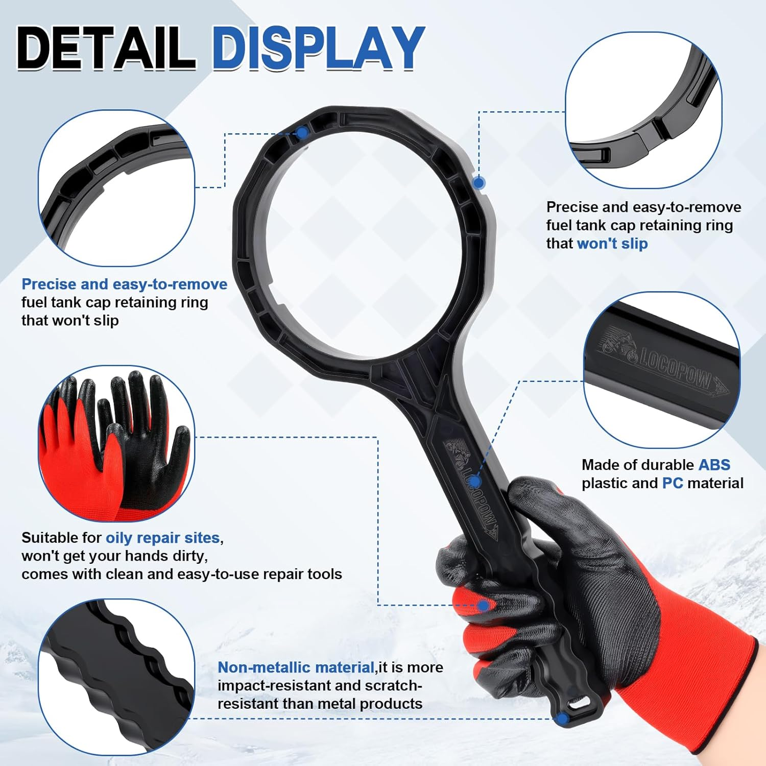 Fuel Tank Retainer Lock Ring Tool Wrench Removal Tool for Harley-Davidson Touring Electra Glide,Street Glide, Road Glide, Tri Glide FLHT FLHX FLTR 2008 -Up image number 4