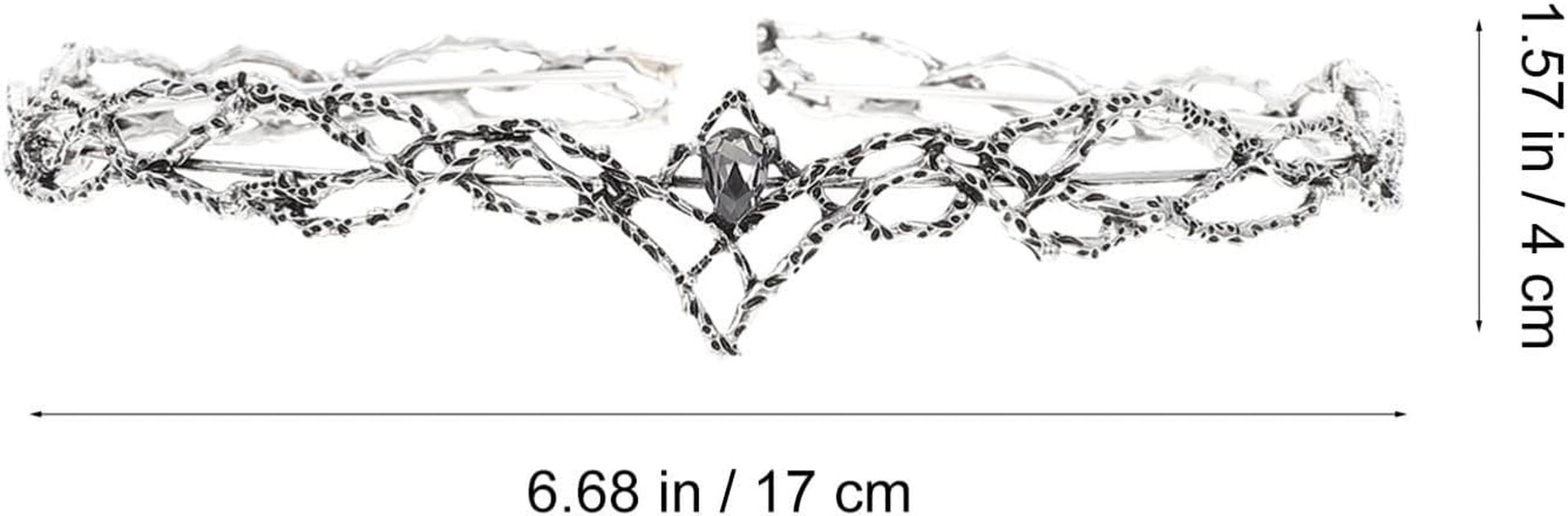 SOLUSTRE Elf Crown Vintage Rhinestone Tiaras Crown Fairy Crystal Headpiece Alloy Male Crown Headband for Birthday Cosplay Party Prom Halloween Accessories image number 5