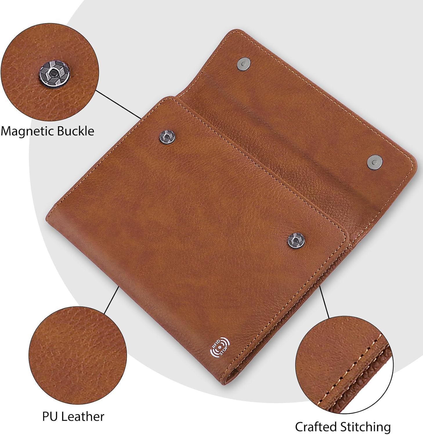 WALNEW Passport Holder for Travel, RFID Blocking Passport Book Wallet Cover Case, PU Leather Travel Essentials Accessories Document Holder, Brown image number 1