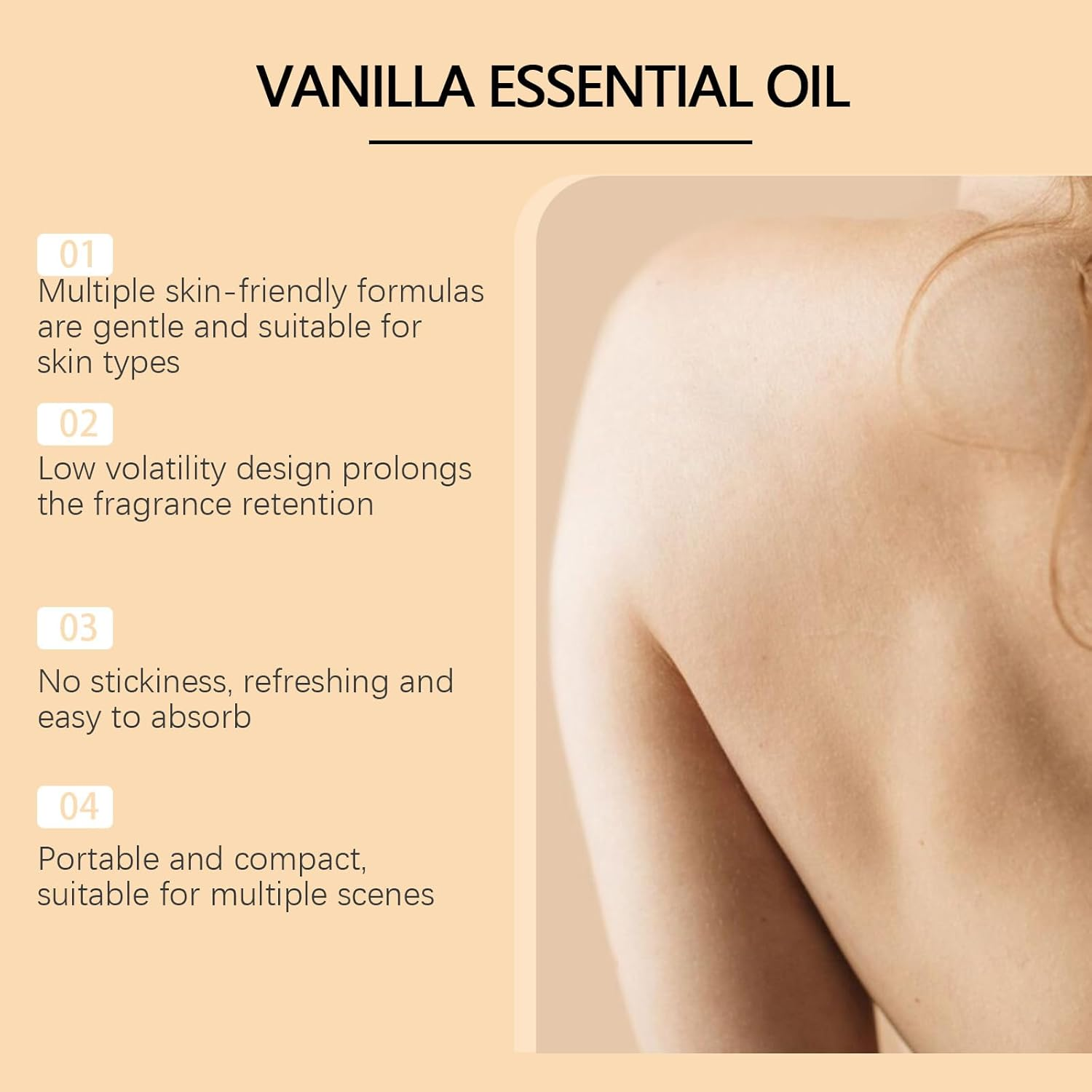 Vanilla Essential Oil &ndash; 30Ml Fragrance Moisturizing Oil for Skin & Hair, Long-Lasting Perfume with Warm, Sweet Aroma, Moisturizing & Nourishing, Aromatherapy Oil for Diffuser (1) image number 4