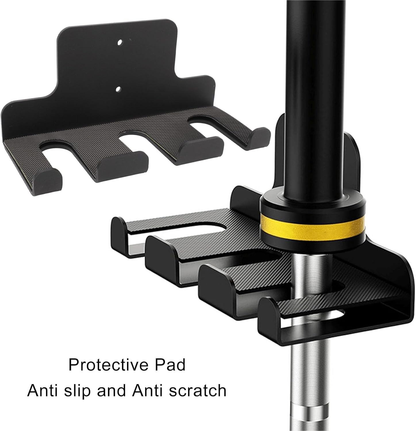 Wall Mounted Barbell Holder, Heavy Duty Carbon Steel Plate Barbell Storage Organizer with Rubber Pads Vertical Hanging Multi Purpose Barbell Storage Rack for Home Gym Accessory image number 1