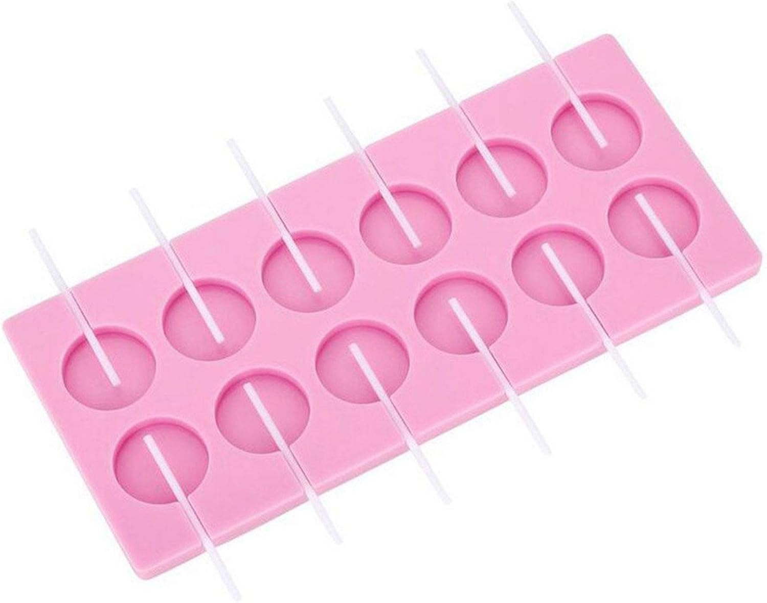 V-Fox 2X12-Capacity round Chocolate Hard Candy Silicone Lollipop Molds with 140 Count Lollypop Sucker Sticks for Halloween Christmas Parties image number 1