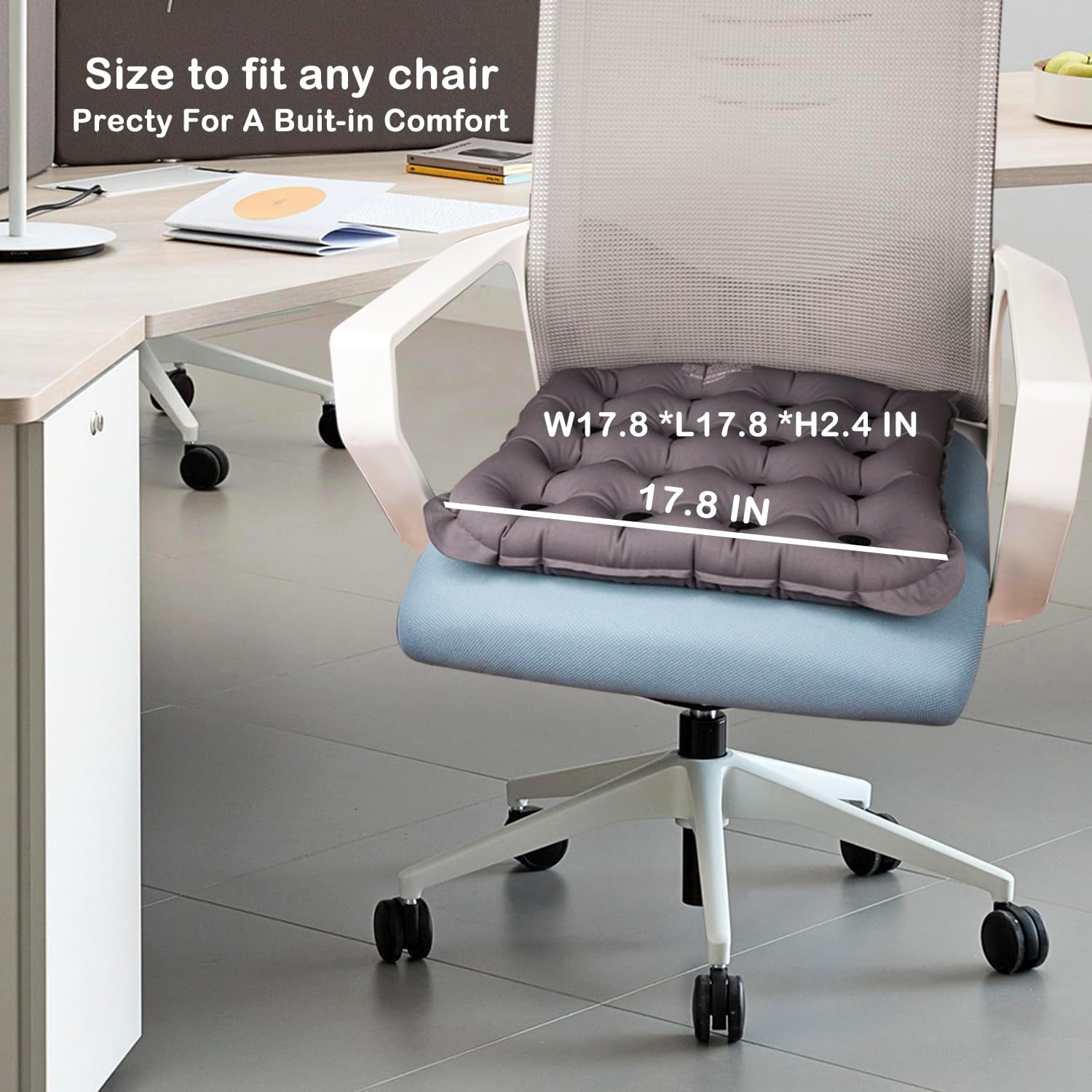 POPIPEN Inflatable Seat Cushion, Portable Air Seat Chair Cushions for Pressure Relief Breathable Waffle Square Seat Pad for Home Car Wheelchairs Office Chairs and Airplanes (1 Pack) image number 2