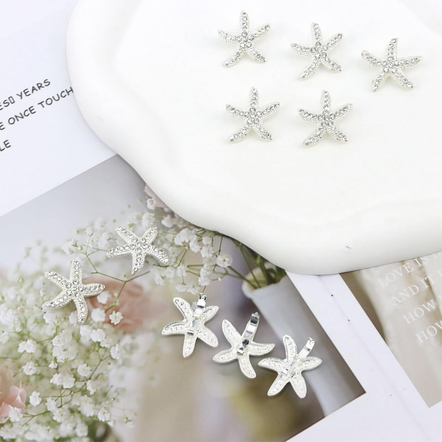 20 Rhinestone Starfish Hair Pins, Girls' Braided Hair Pins, Styling Decorative Hair Accessories, Bohemian Beach Hair Accessories image number 5