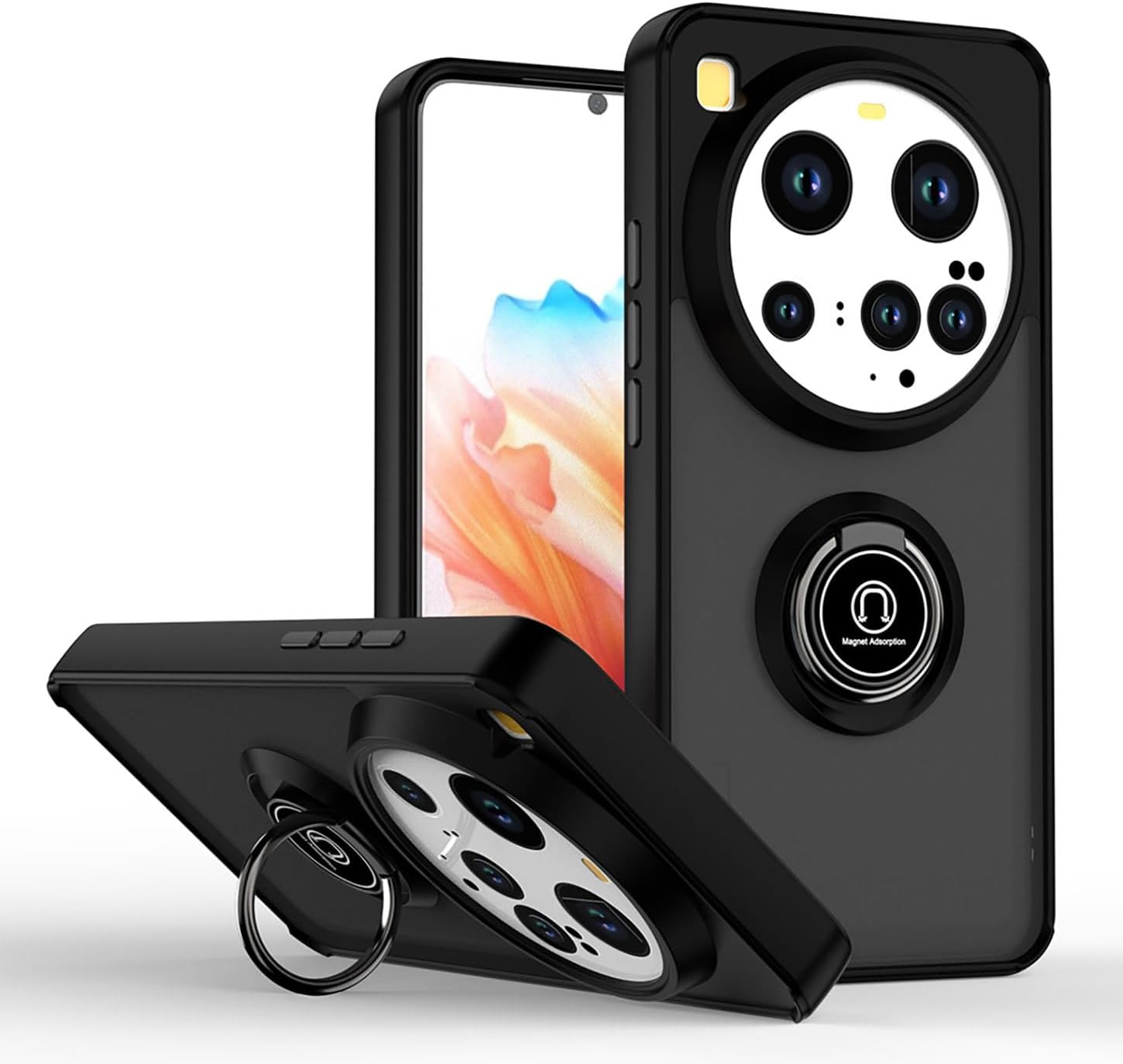 ILING Mobile Phone Case for Xiaomi 15 Ultra, Ultra Thin Shockproof Translucent Matte Hard PC Back Case, Soft Silicone TPU Bumper Protective Case with Ring Stand (Royal Blue)