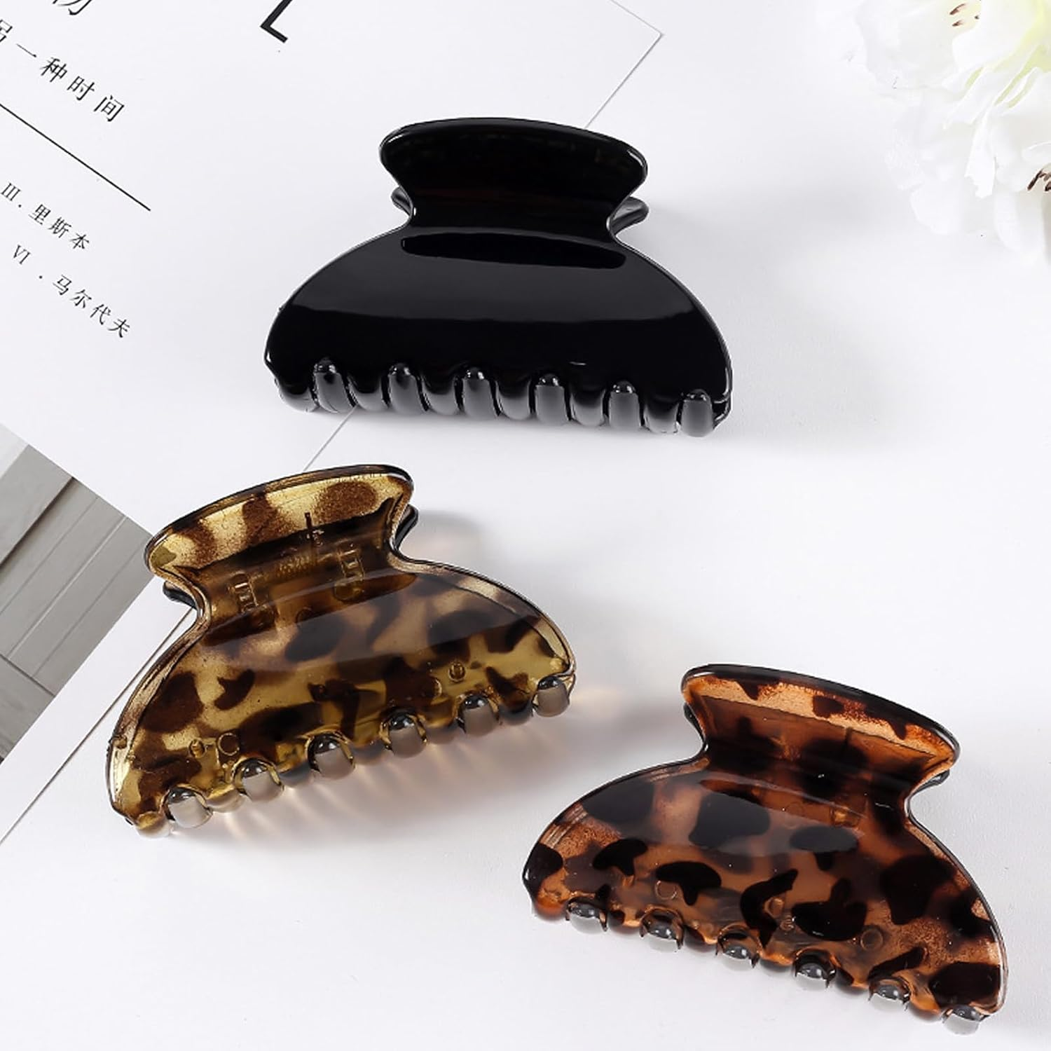 Falafoty Medium Hair Claw Clips for Fine Hair, Acrylic Non-Slip Hair Jaw Clips for Women Thin Thick Hair, French Tortoise Hair Clip, Daily Commuter Hair Styling Accessories for Women Girls (3) image number 3