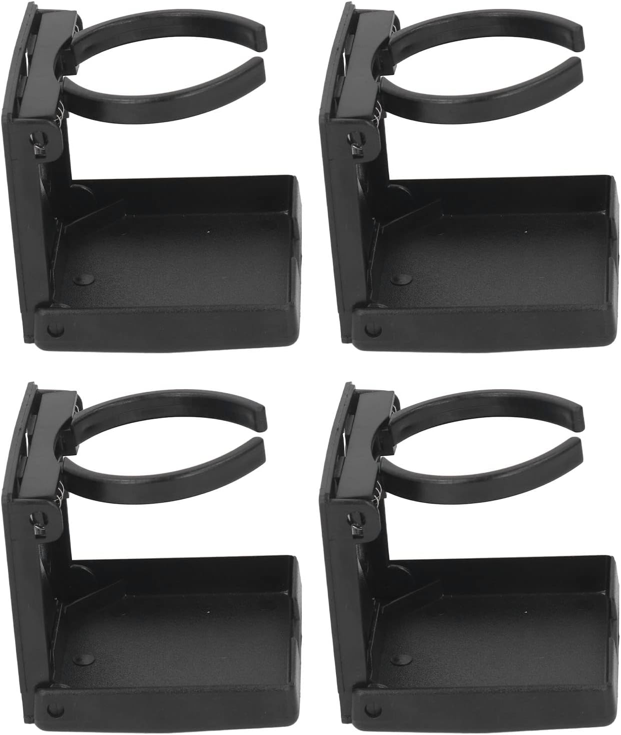 4PCS Adjustable Folding Drink Holder with Screws, Automotive Drink Holder, Wall Mount Car Cup Holder, Fit Most Size Bottle for Trucks, Rvs, Vans, Boats, Campers, Caravans (Black)