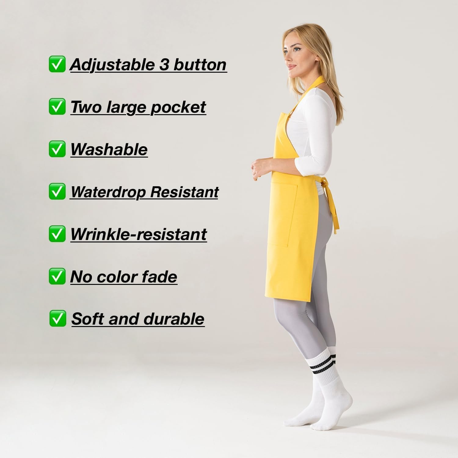 TOSHE Kitchen Apron Waterdrop Resistant Cotton Apron with Adjustable Aprons for Women with Pockets Cooking Apron image number 5