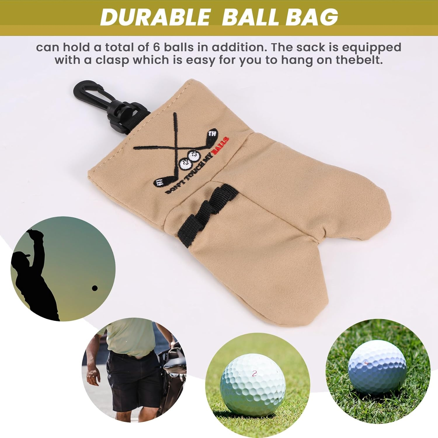 Yieidui Golf Ball Storage Bag Holder This Funny Golf Gift Is Sure to Make a Laugh Store Your Golf Accessories Stocking,Brown image number 3