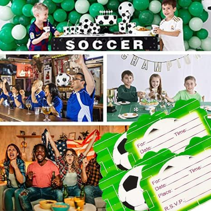 30Pcs Soccer Birthday Party Invitations, Sports Themed Party Invitation Cards, Soccer Theme Party Decorations Supplies, Birthday Football Theme Party Blank Invitations for Kids or Adults image number 5