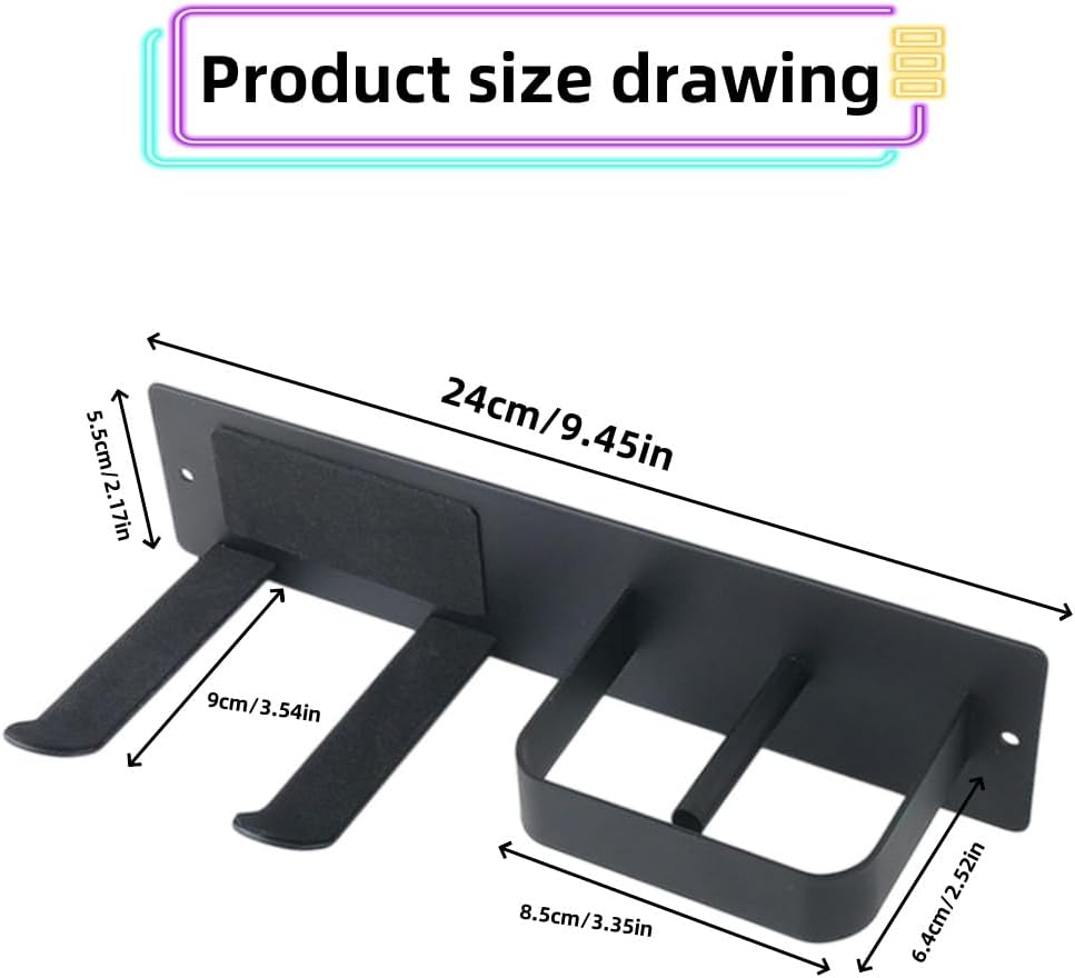 Black Hair Dryer Stand, Wall-Mounted Hair Dryer Station Accessories, Bathroom Hair Care Tool Organizer, Multi-Functional Space Storage Stand