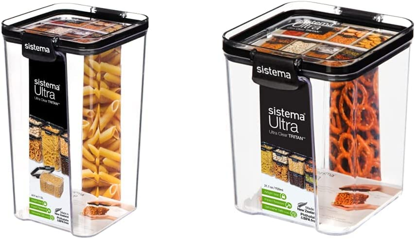 Sistema Ultra Square Food Container, 1.3L, Black & Ultra Square Food Container, 920Ml, Black image number 4