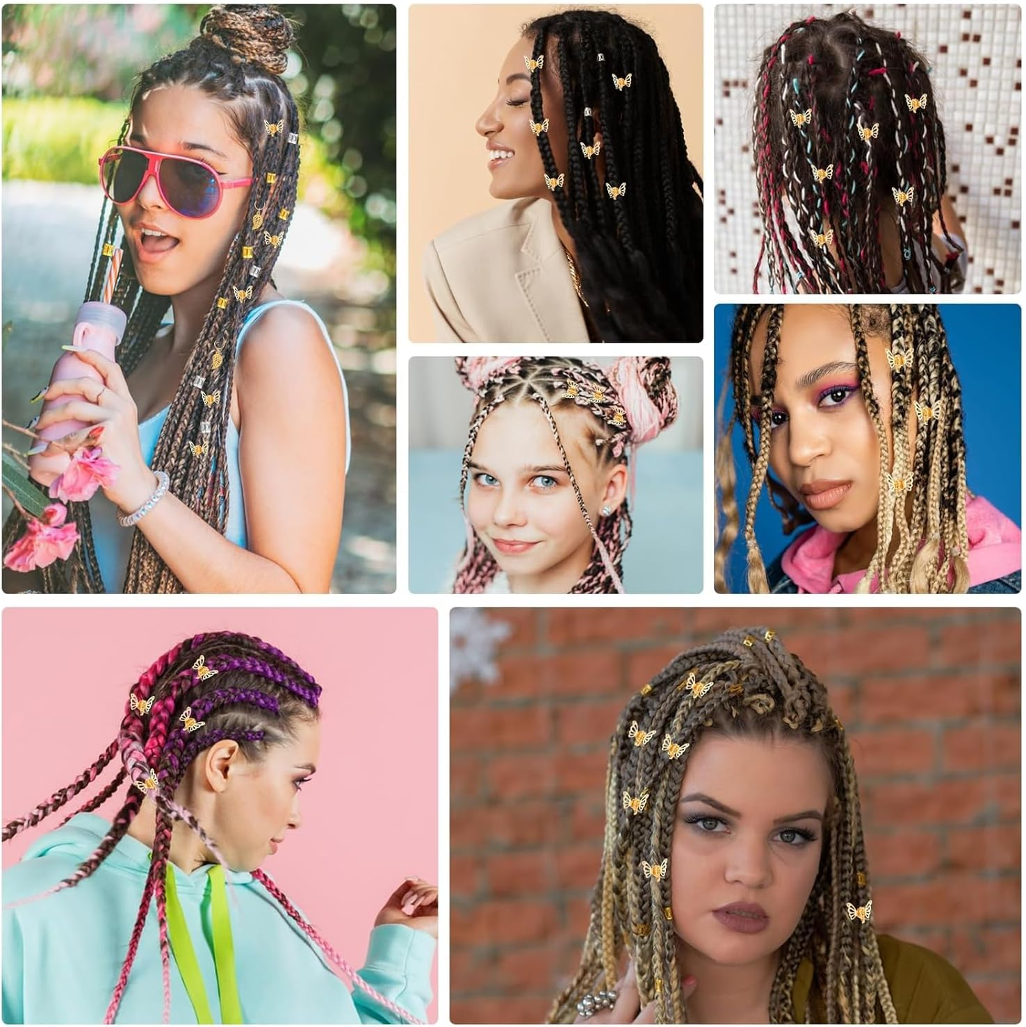 30 Pcs Gold Butterfly Hair Clips for Women,Hair Rings for Braids Accessories,Hollow Butterfly Metal Claw Clips Strong Hold,3D Gold Jewelry for Women Fashion Styling image number 3