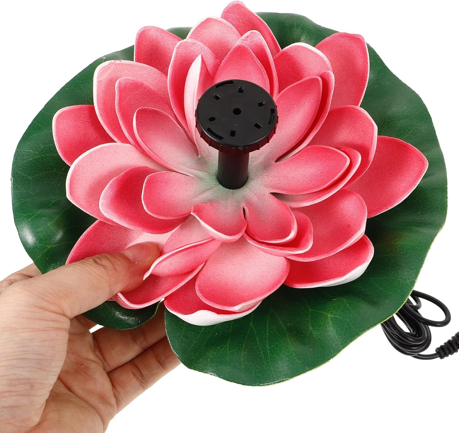 COHEALI Lotus-Shaped Solar Fountain Floating Water Feature for Outdoor Garden Landscape Decoration with Cherry Red Flower Design Battery Not Included image number 2