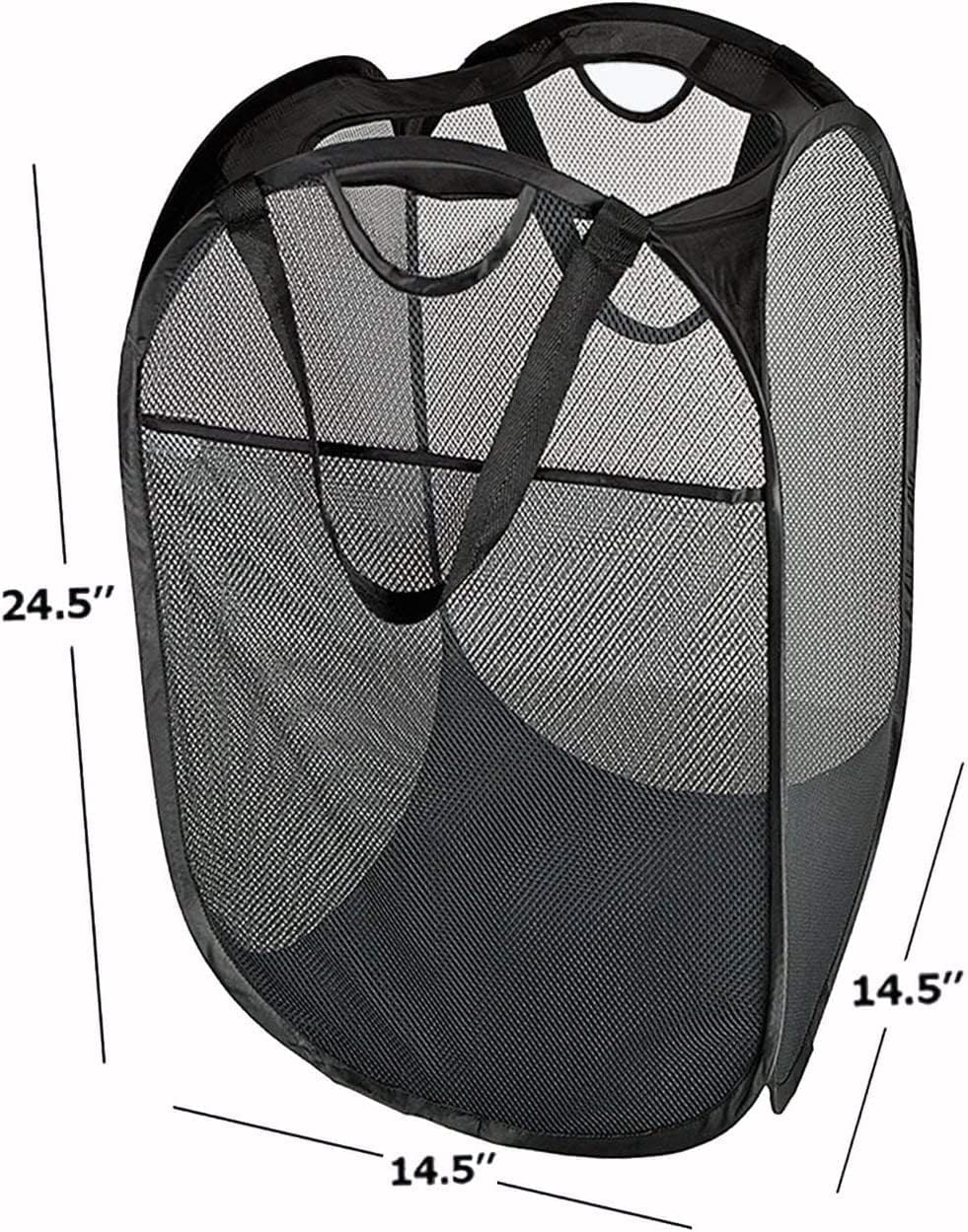 Reinforced Mesh Pop-Up Laundry Hamper, Quality Laundry Basket with Handles Solid Bottom High Carbon Steel Frame, Easy to Open and Fold Flat for Storage, College Dorm or Travel image number 1